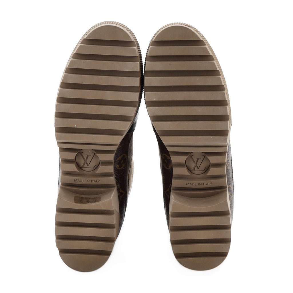 Women's Laureate Platform Desert Boots Suede with Monogram Canvas