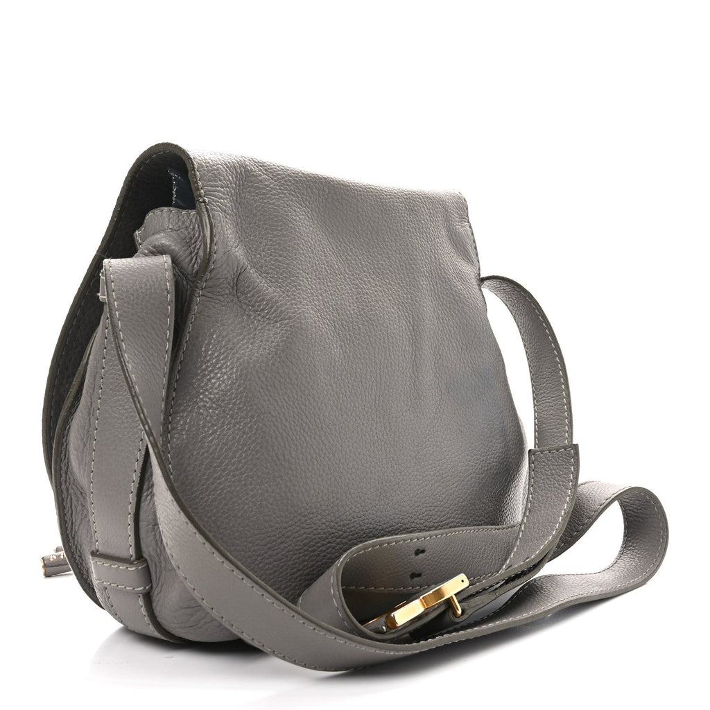 Calfskin Medium Marcie Round Crossbody Bag Cashmere Grey