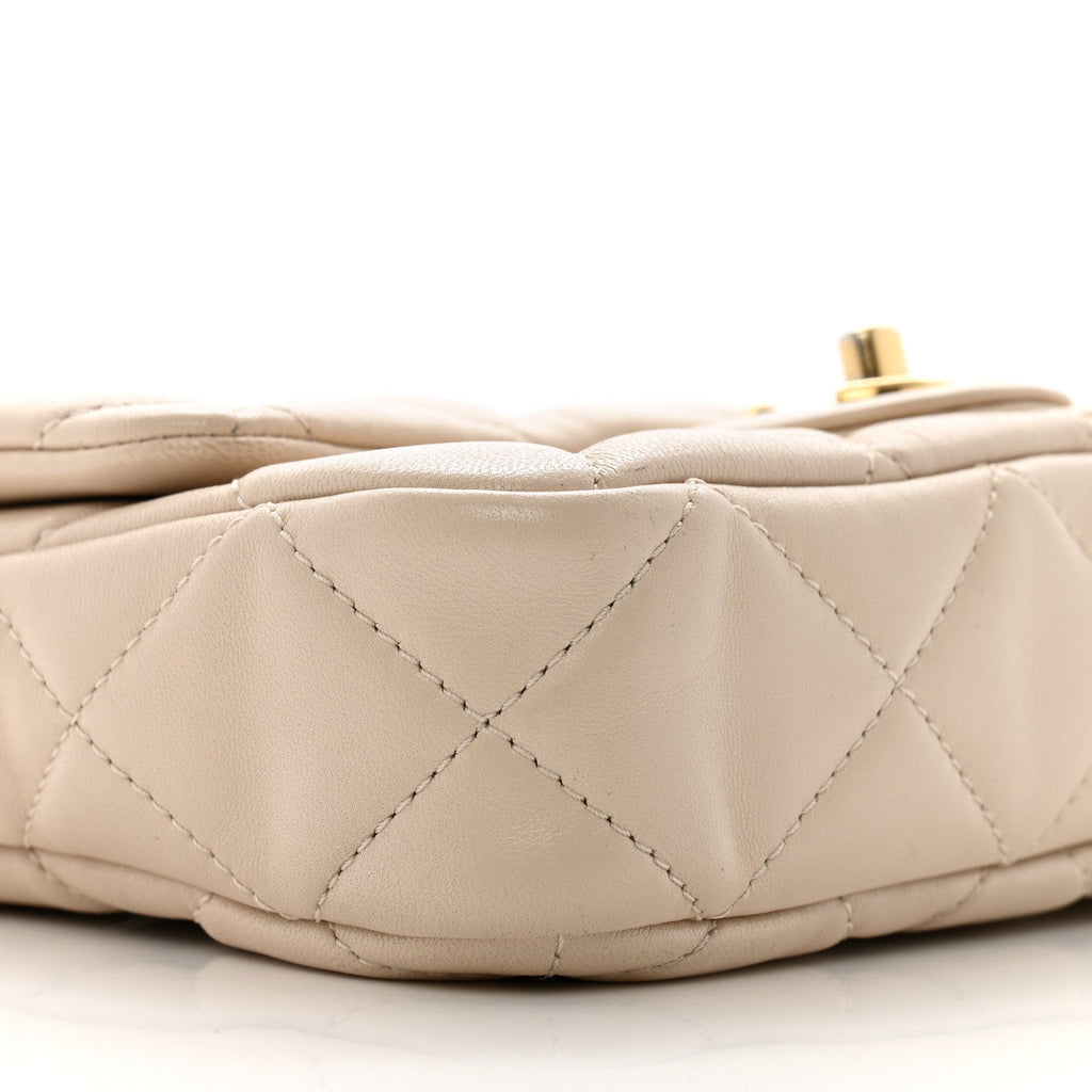 Lambskin Quilted Small CC Funky Town Flap Beige