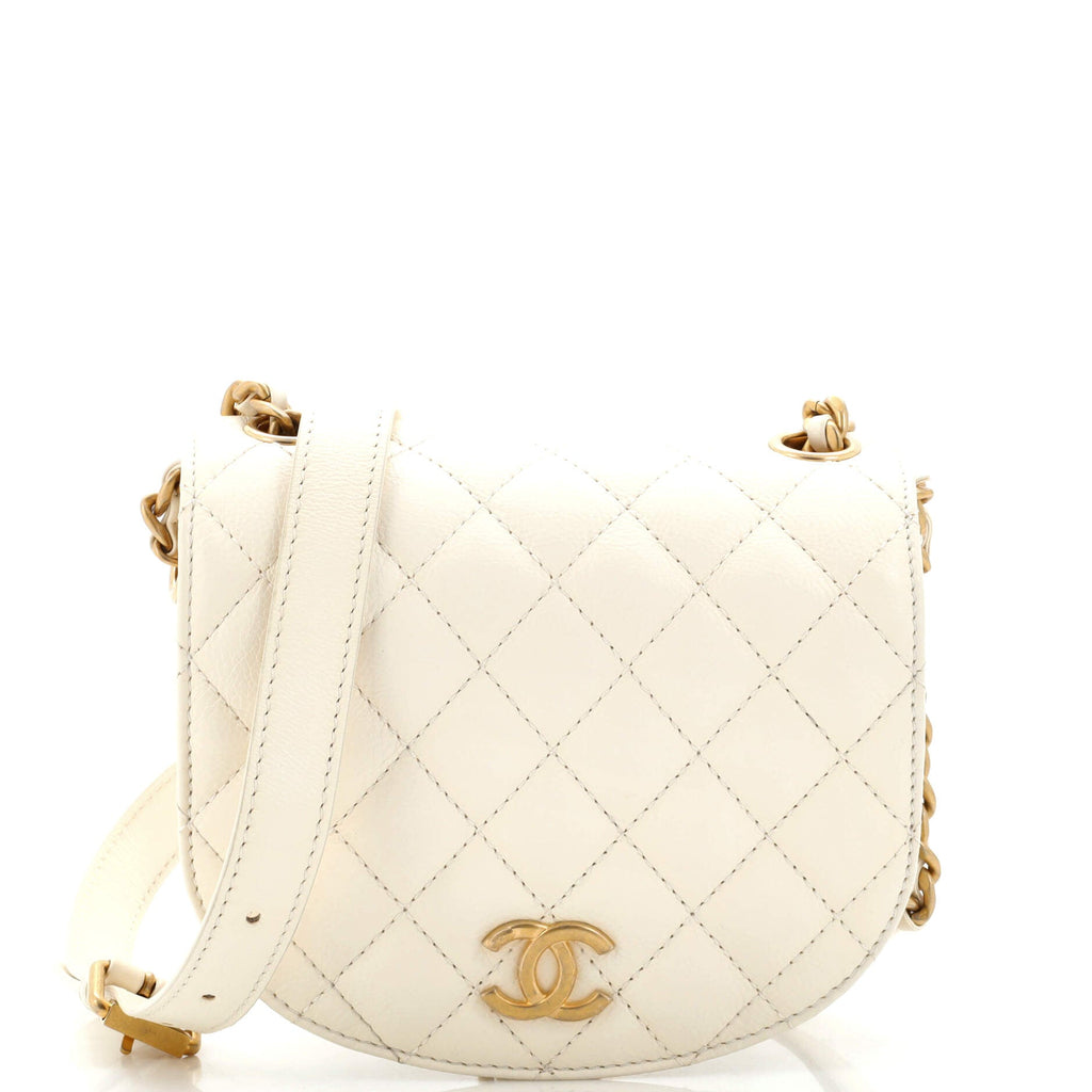 CC Full Flap Saddle Messenger Quilted Calfskin Mini