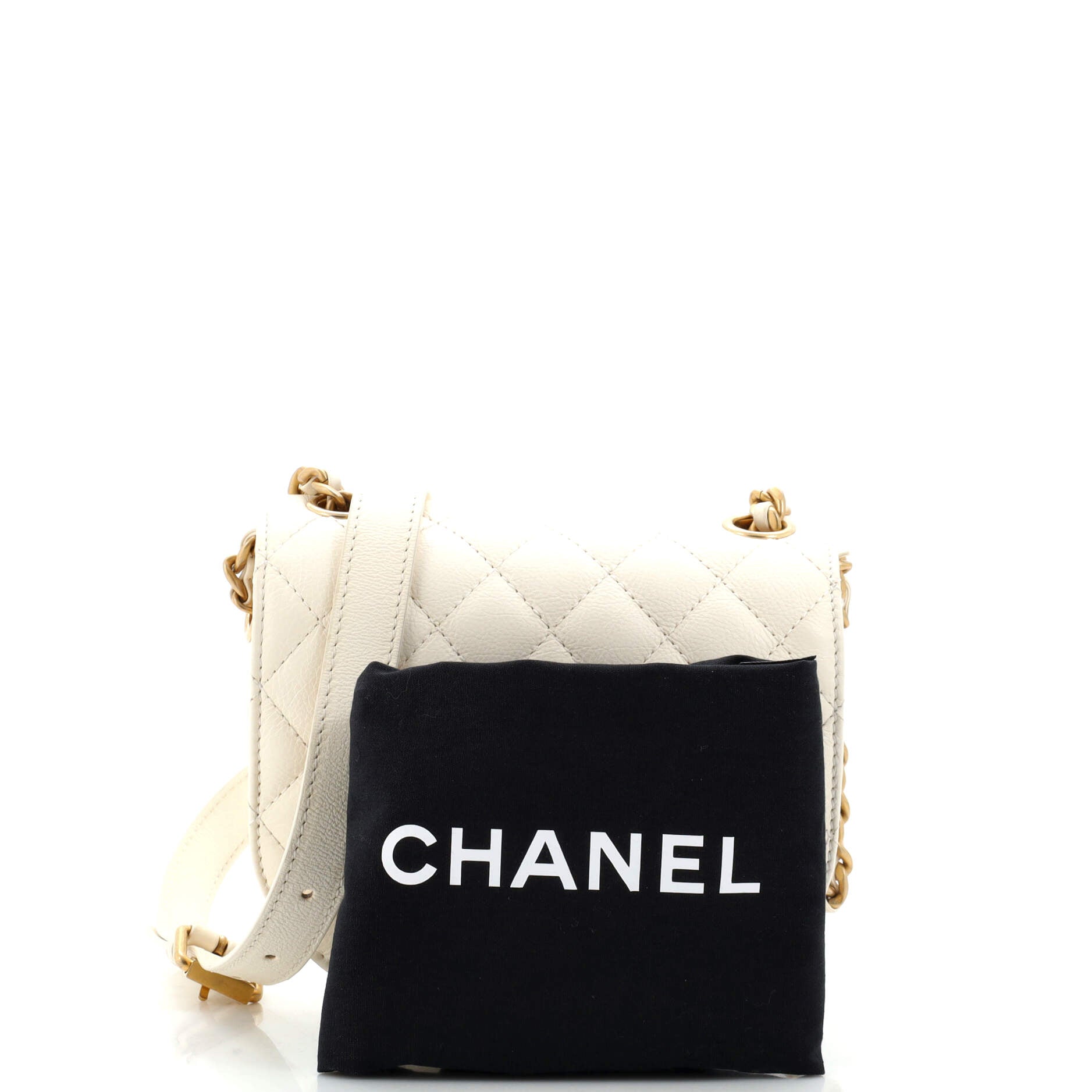 CC Full Flap Saddle Messenger Quilted Calfskin Mini