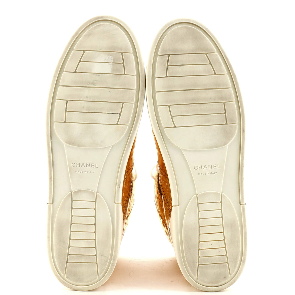 Men's Logo High-Top Sneakers Crocodile Embossed Leather