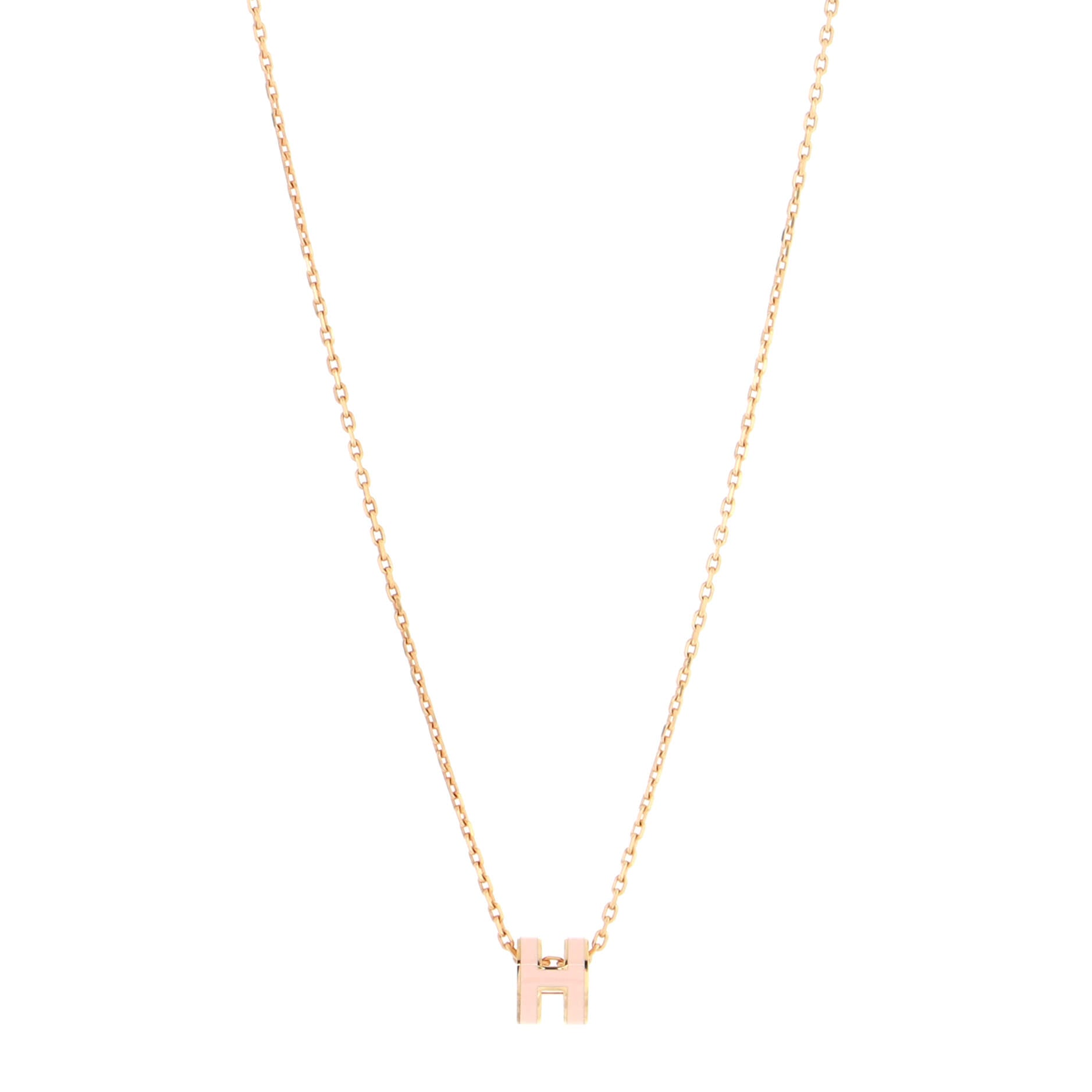 Pop H Pendant Chain Necklace Metal and Enamel Mini