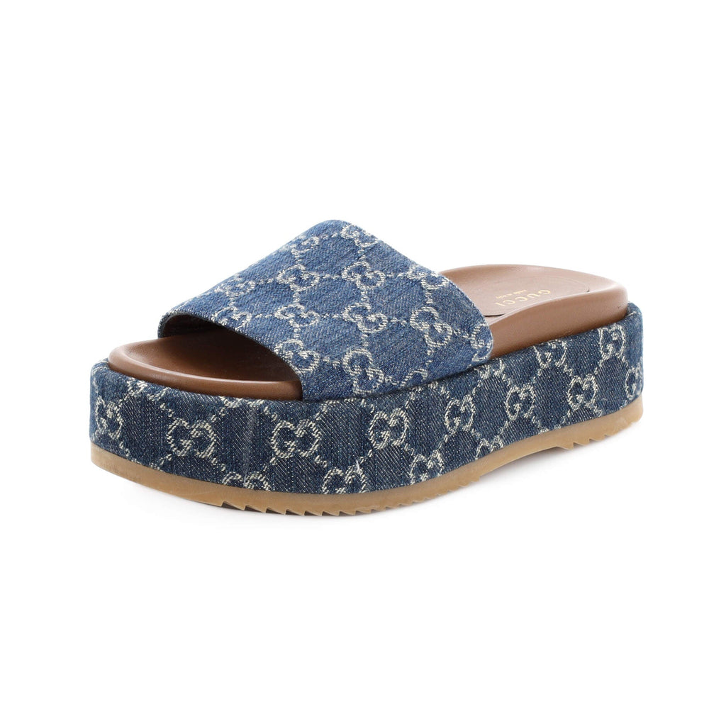 Women's Angelina Platform Slide Sandals GG Denim