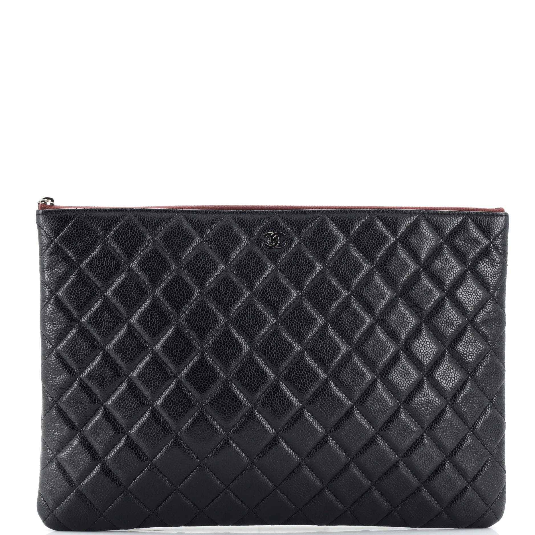 O Case Clutch Quilted Caviar Large