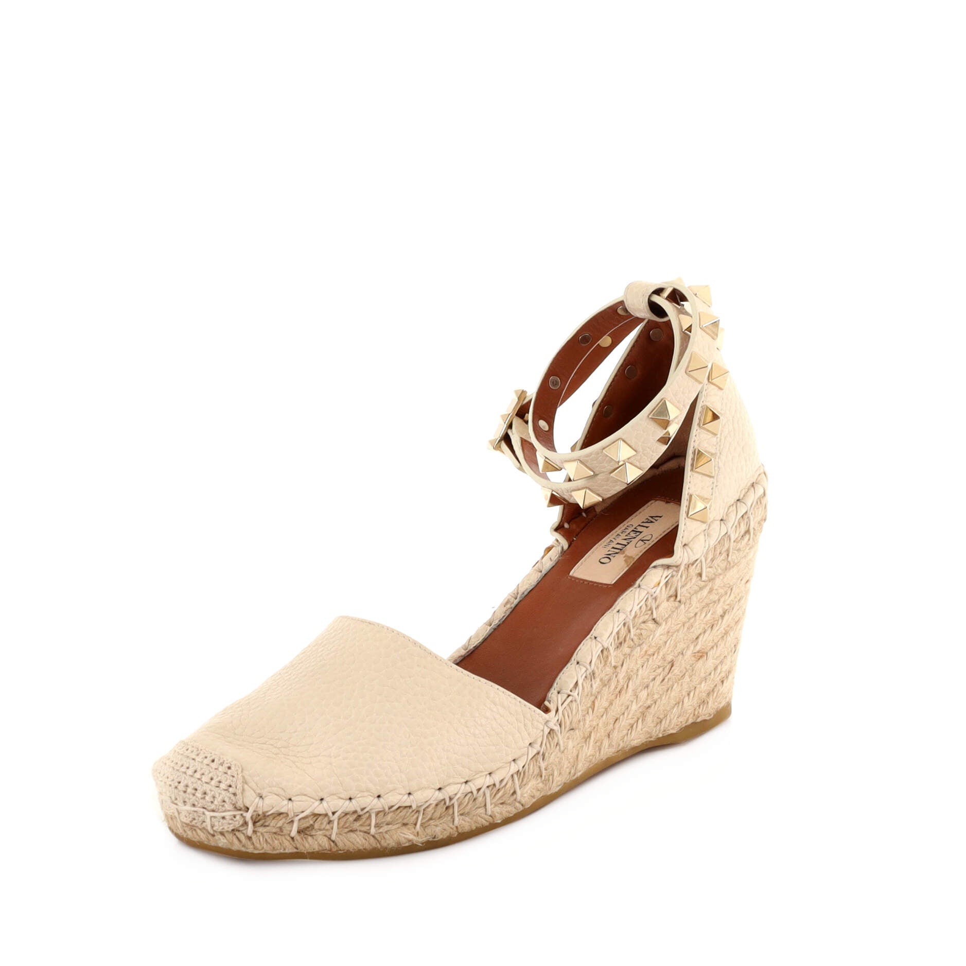 Women's Rockstud Wedge Espadrilles Leather