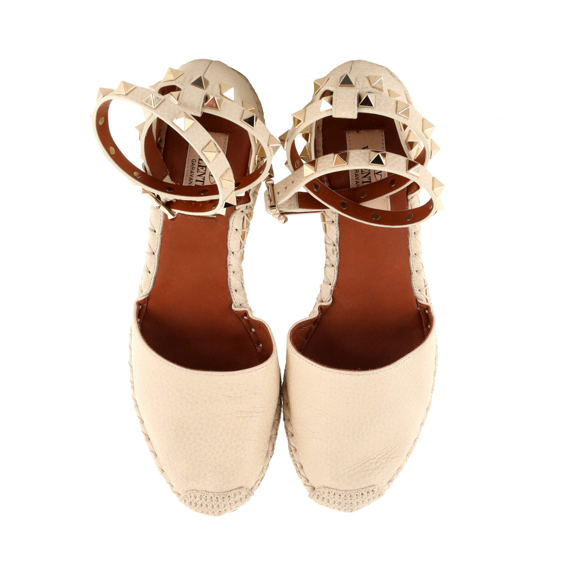 Women's Rockstud Wedge Espadrilles Leather