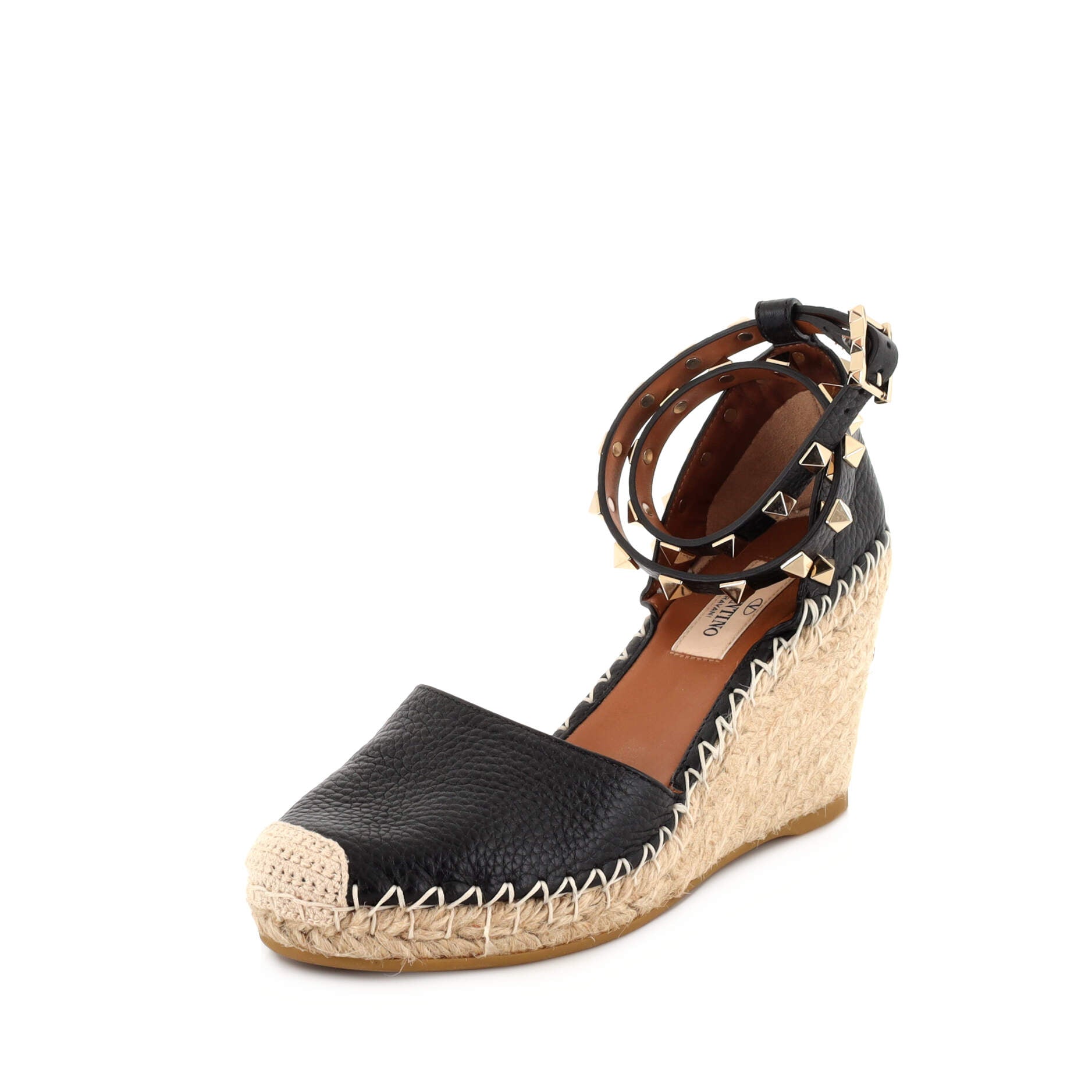 Women's Rockstud Wedge Espadrilles Leather