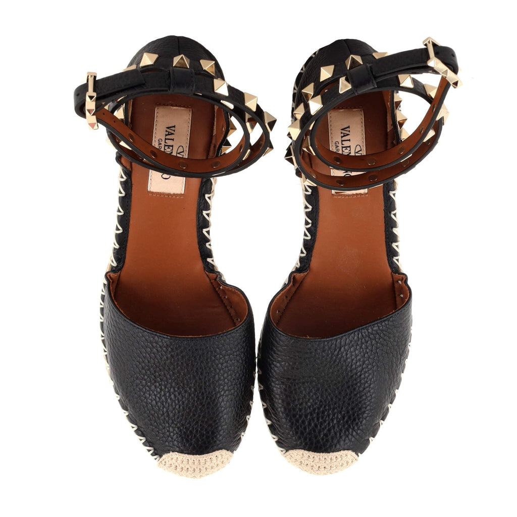 Women's Rockstud Wedge Espadrilles Leather