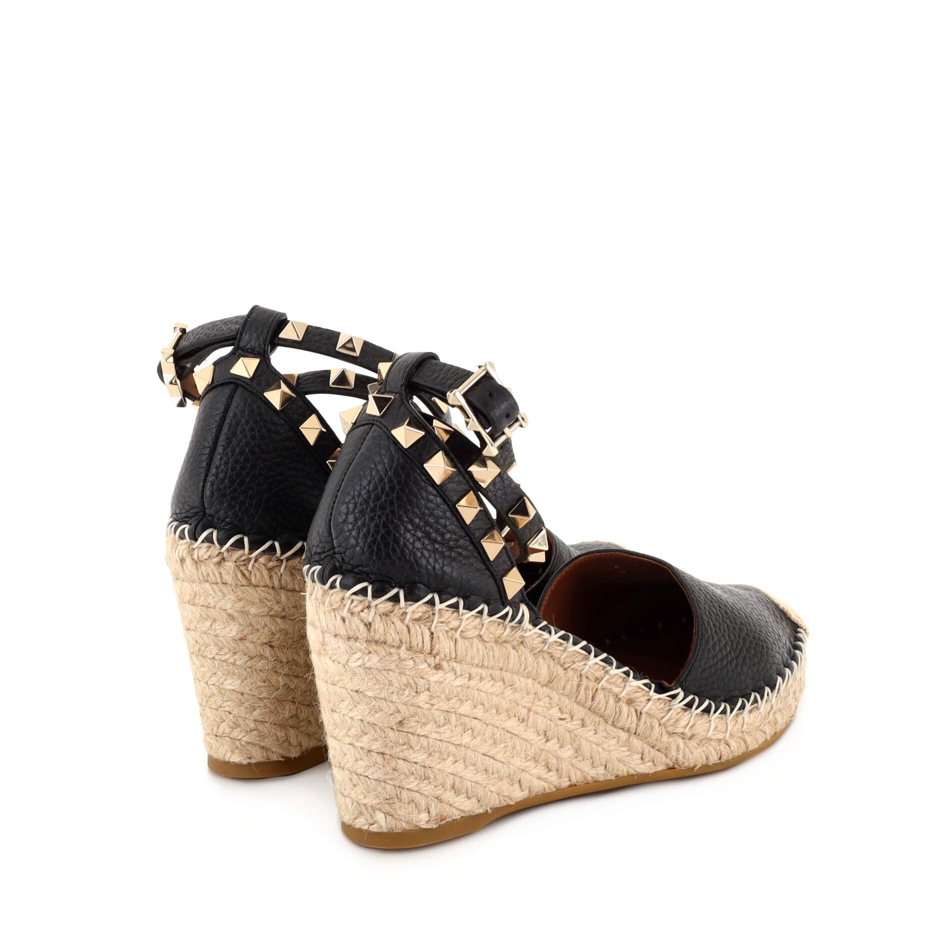 Women's Rockstud Wedge Espadrilles Leather