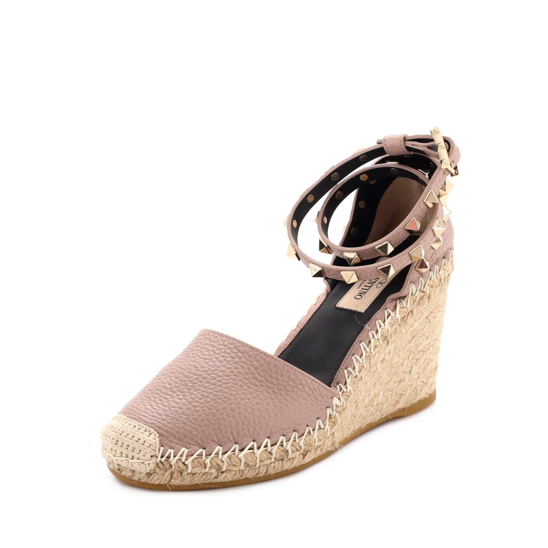 Women's Rockstud Wedge Espadrilles Leather