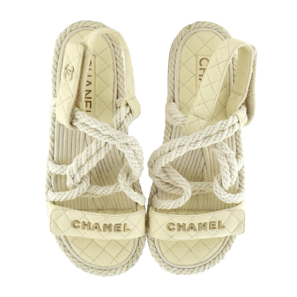 Women's Cord Velcro Dad Sandals Quilted Leather and Cork