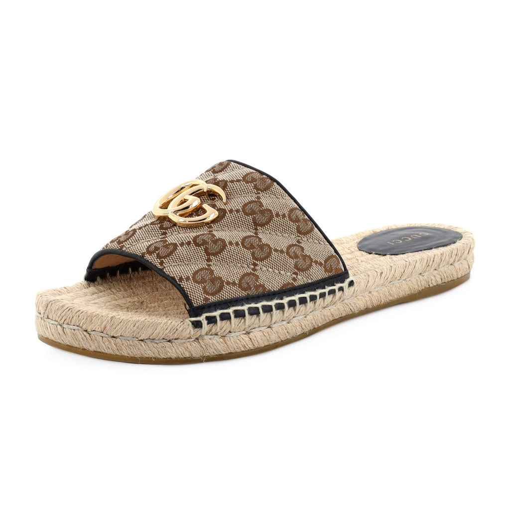 Women's GG Marmont Espadrilles Slide Sandals Matelasse Leather