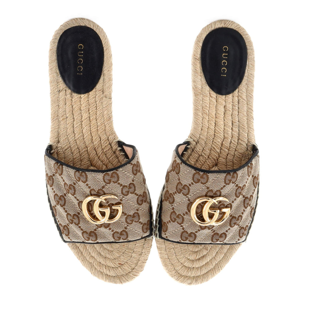 Women's GG Marmont Espadrilles Slide Sandals Matelasse Leather