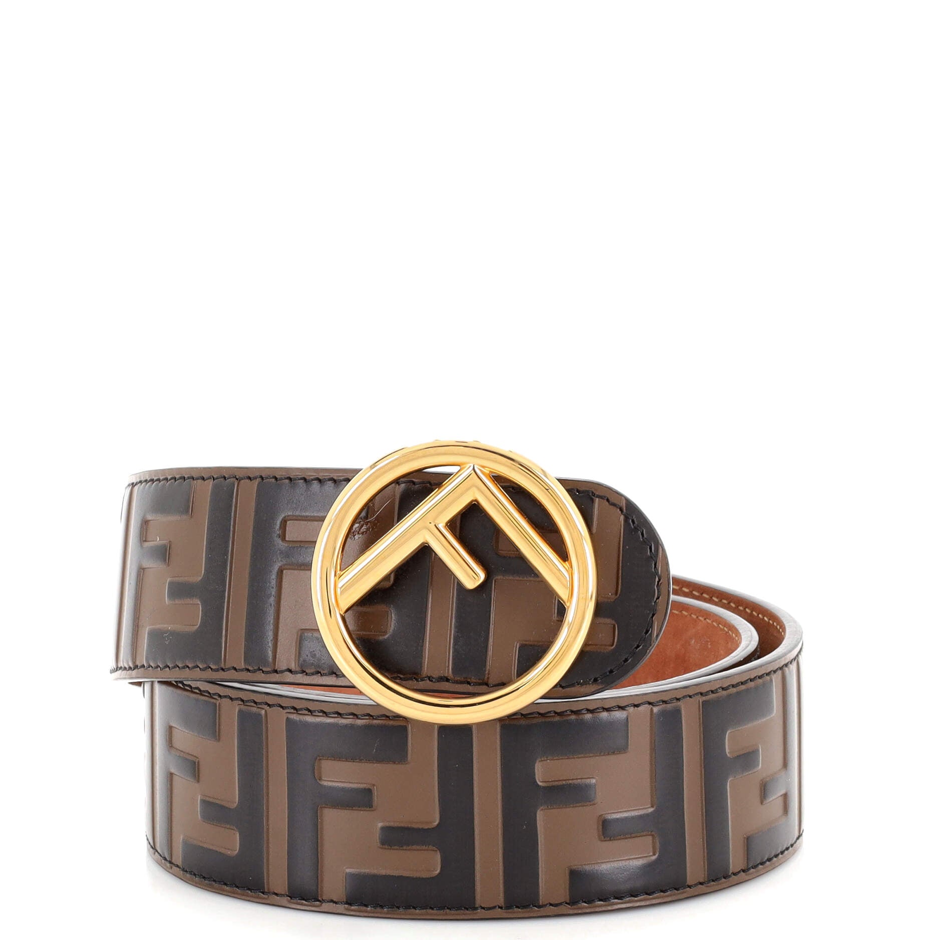 F is Fendi Belt Zucca Embossed Leather Wide 80