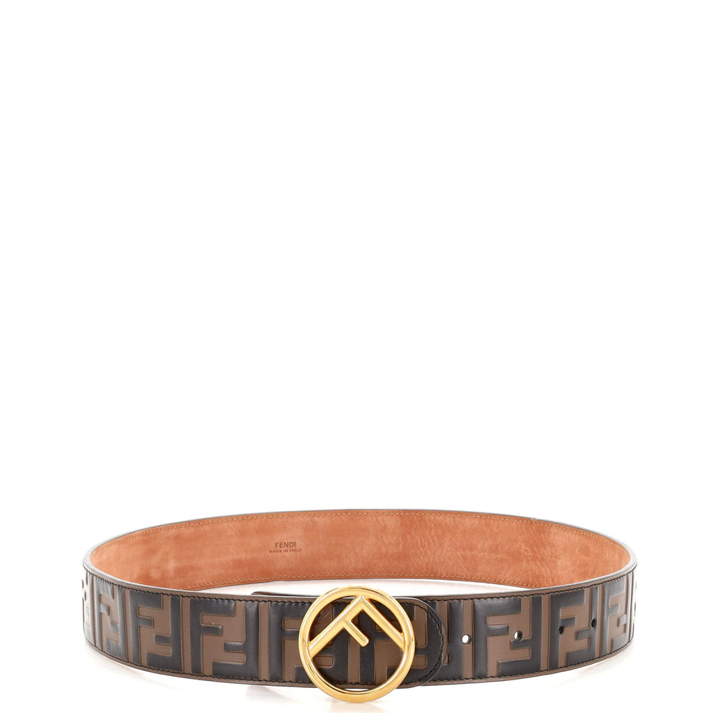 F is Fendi Belt Zucca Embossed Leather Wide 80