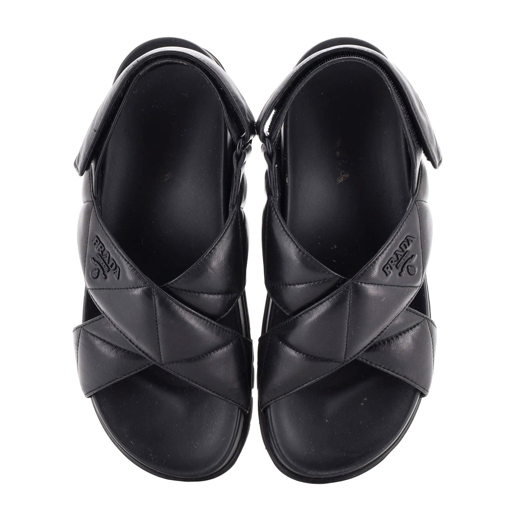 Women's Logo Slingback Sandals Quilted Leather