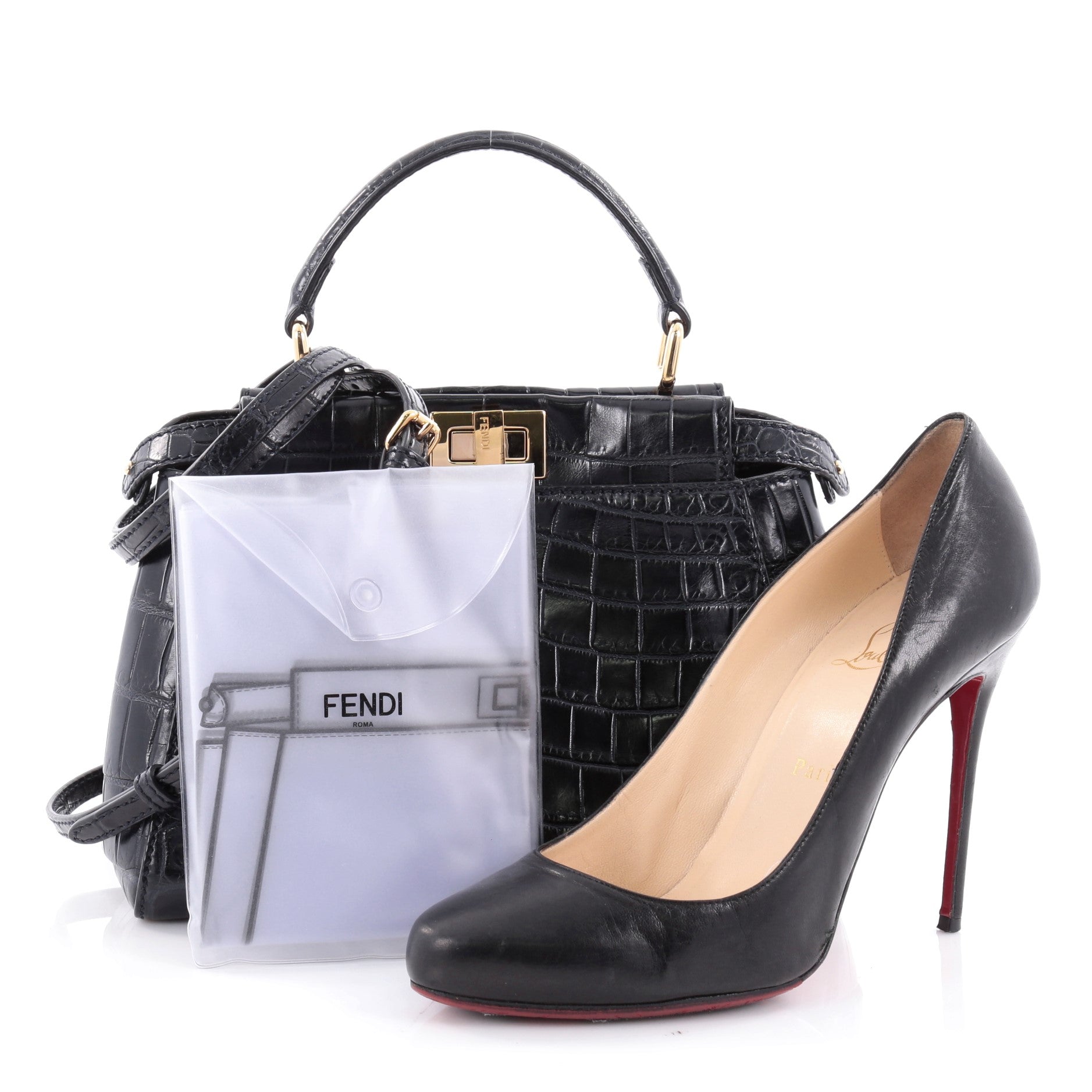 Peekaboo Handbag Crocodile with Leather Interior Mini