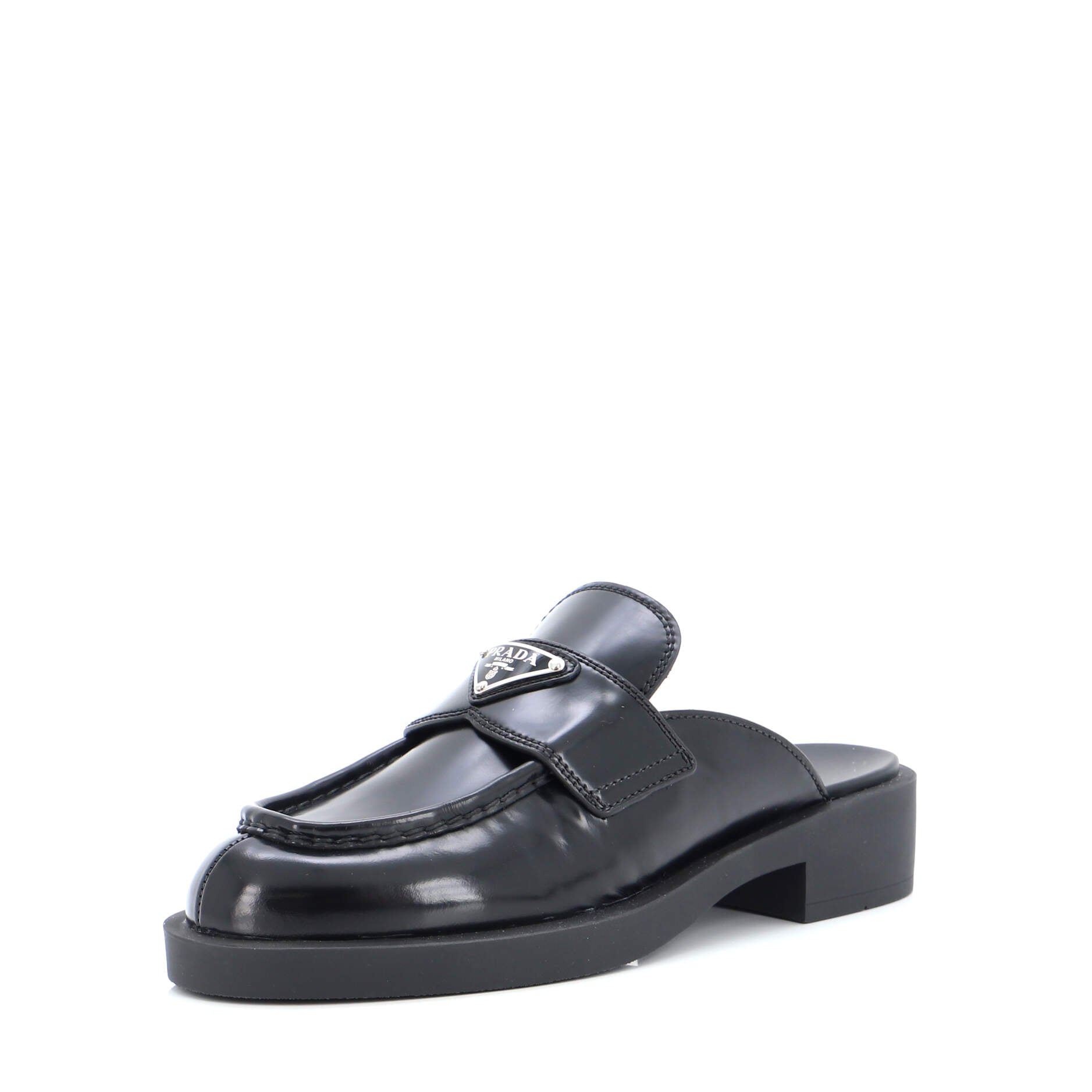 Women's Triangle Logo Slide Mules Leather