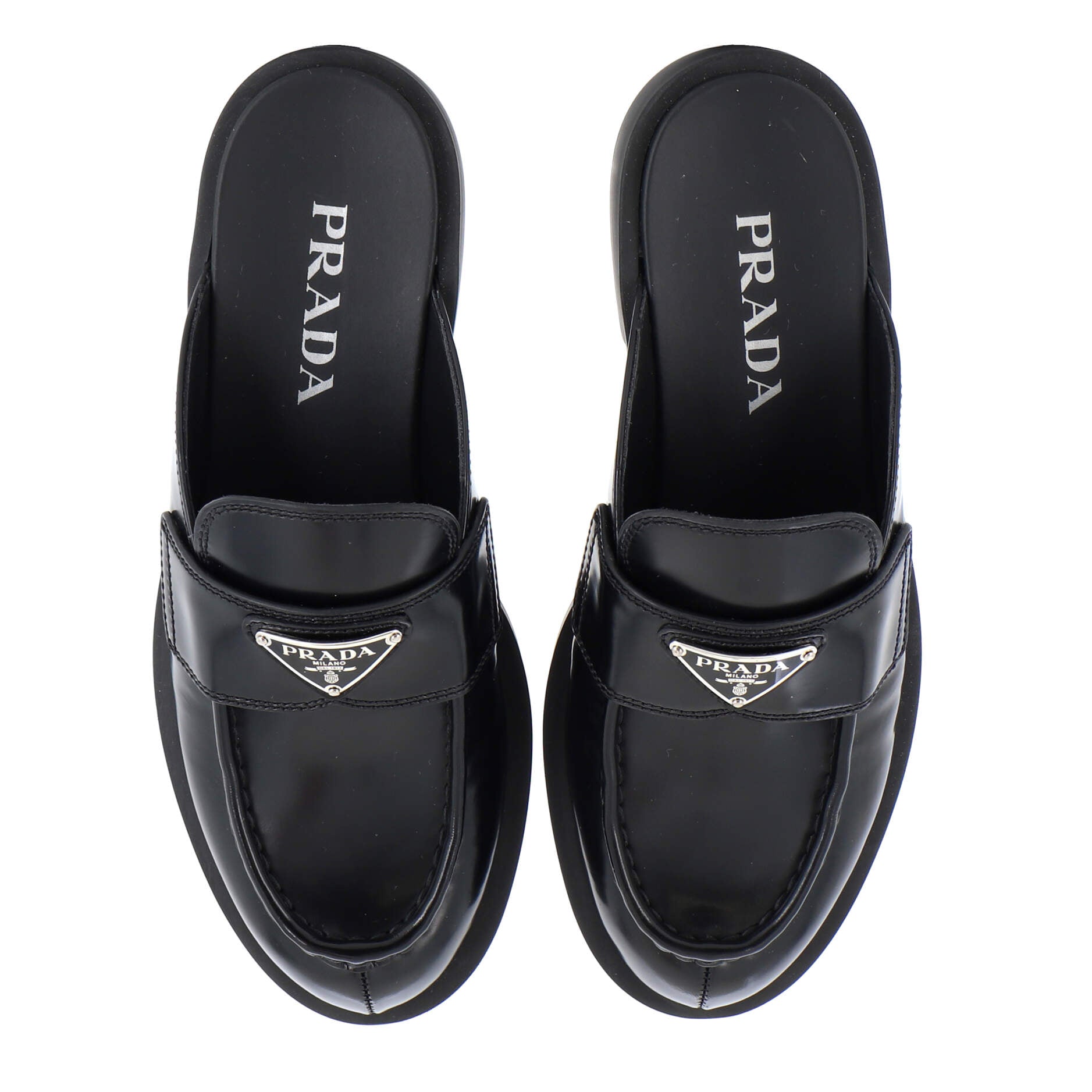 Women's Triangle Logo Slide Mules Leather