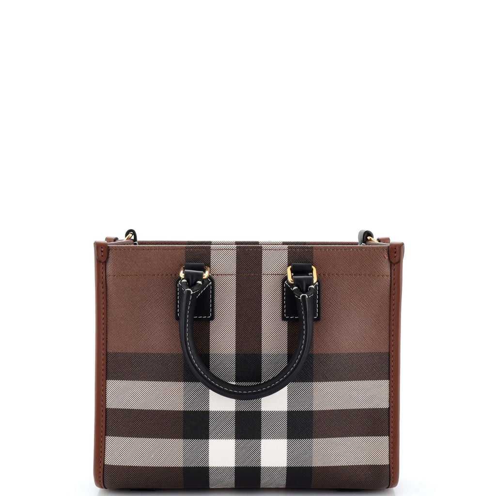 Freya Shopping Tote Check Canvas with Leather Mini