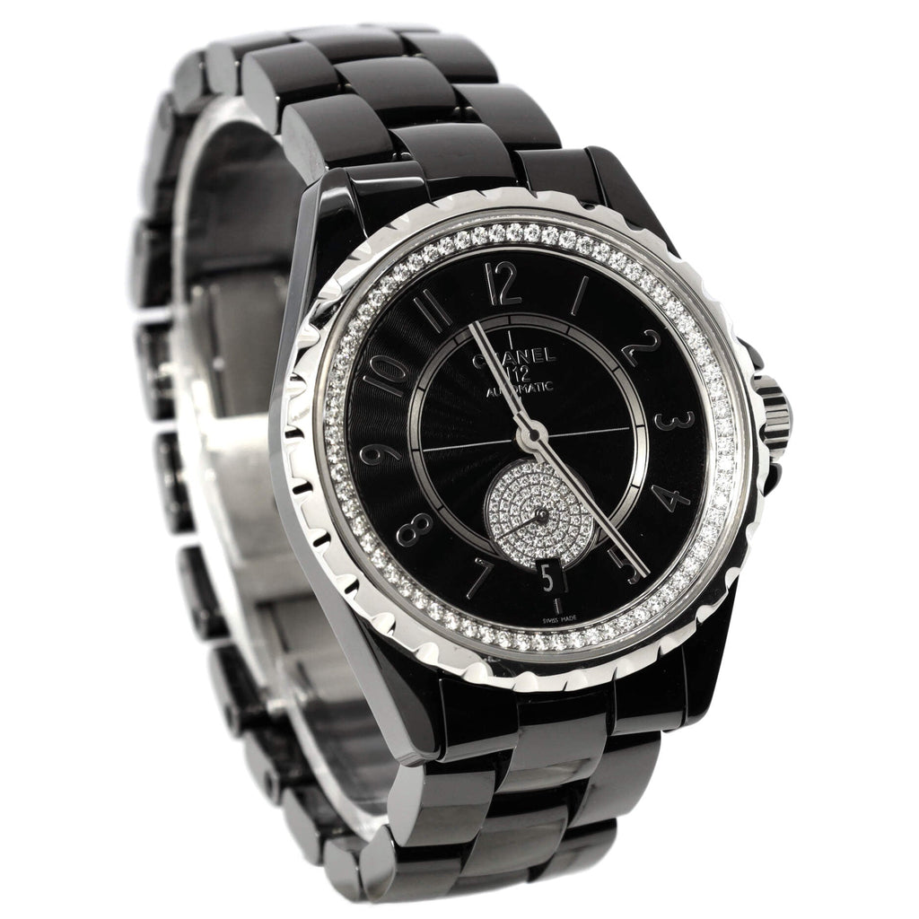 J12-365 Automatic Watch Ceramic and Stainless Steel with Diamond Bezel and Seconds Sub-Dial 36