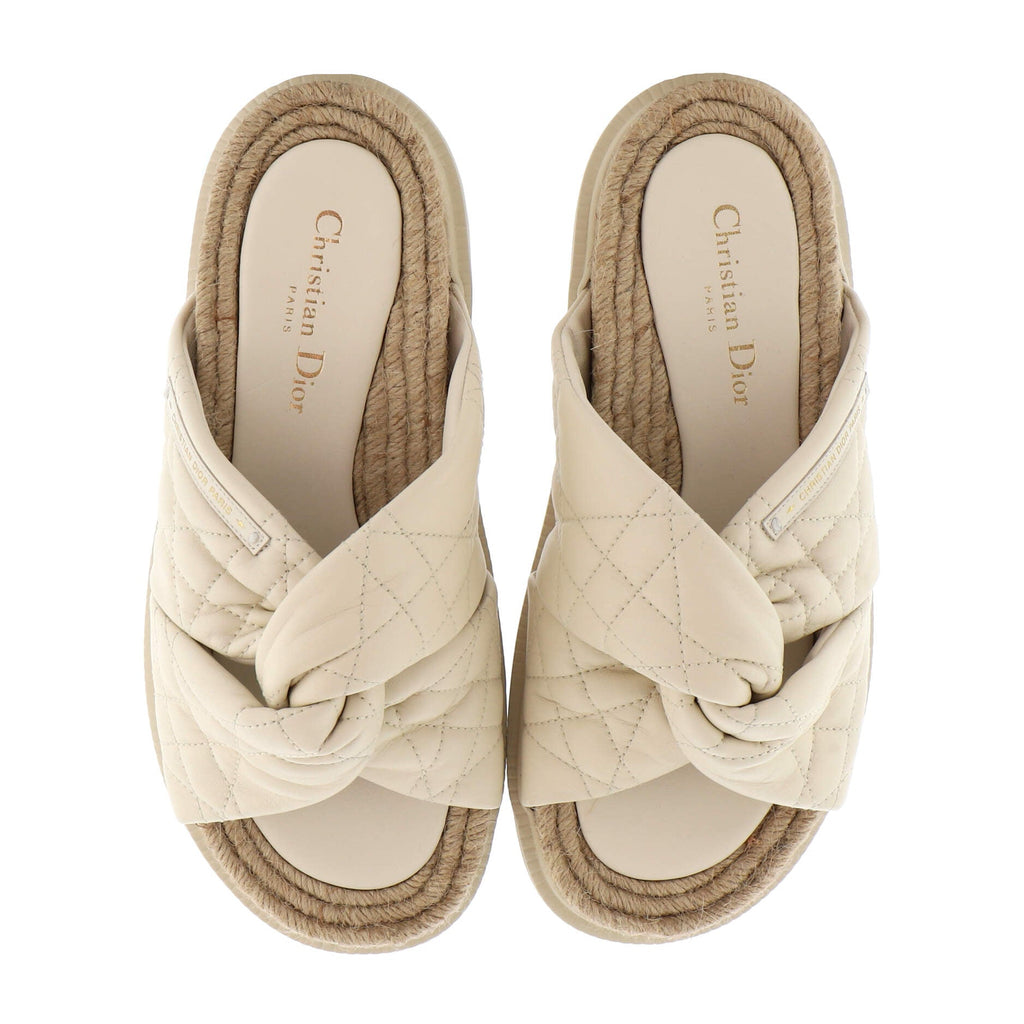 Women's Dtwist Slide Espadrilles Cannage Quilt Leather