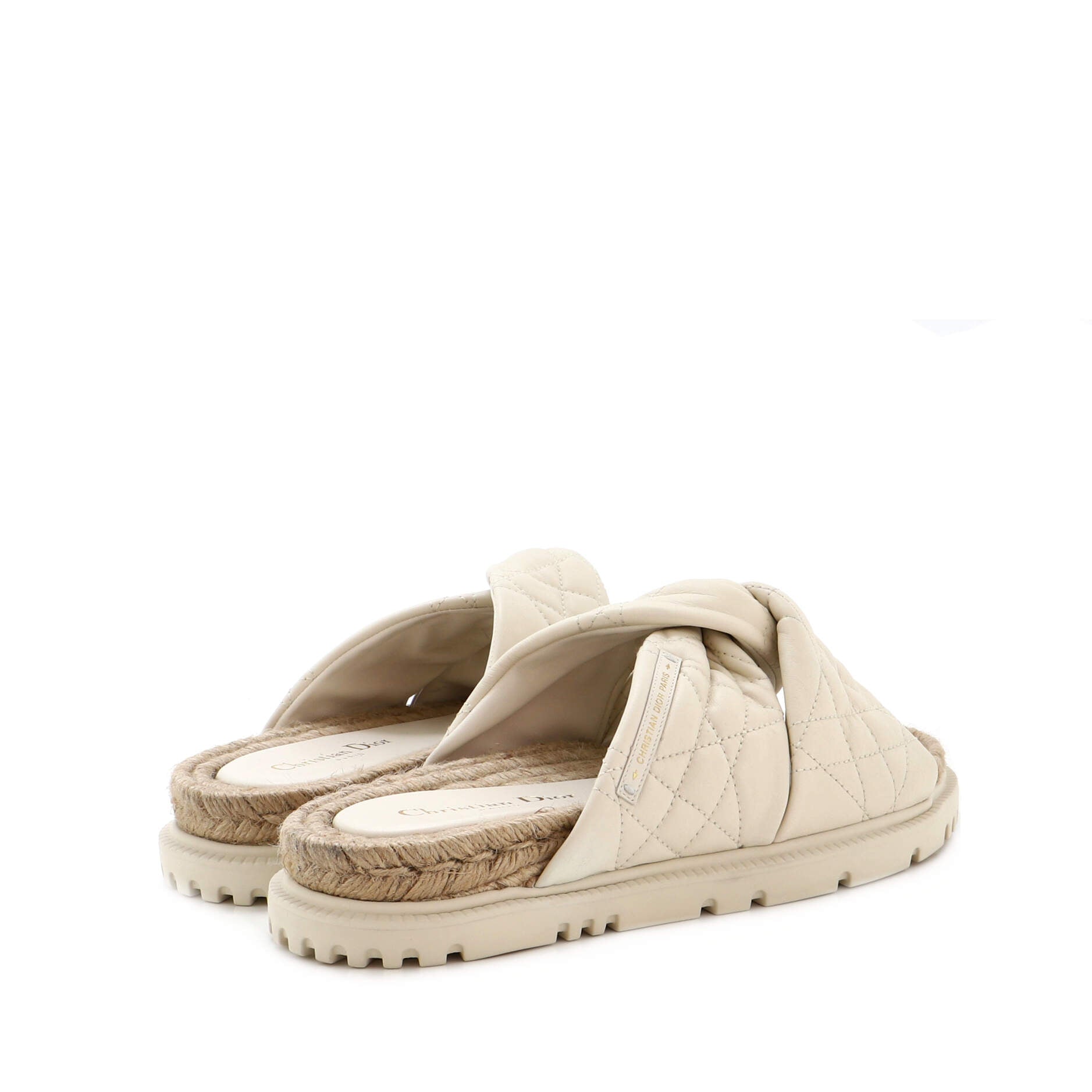Women's Dtwist Slide Espadrilles Cannage Quilt Leather