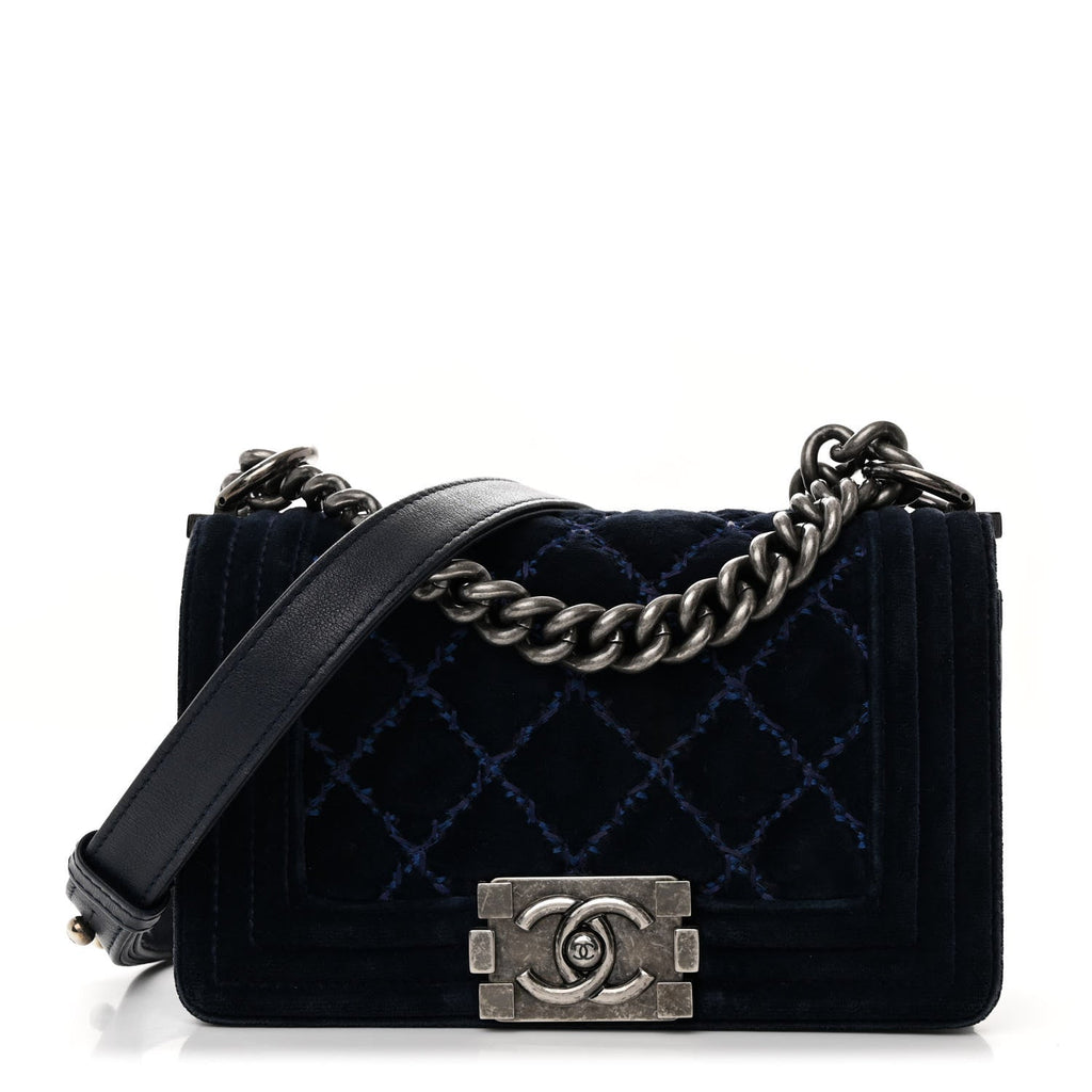 Velvet Quilted Small Boy Flap Blue