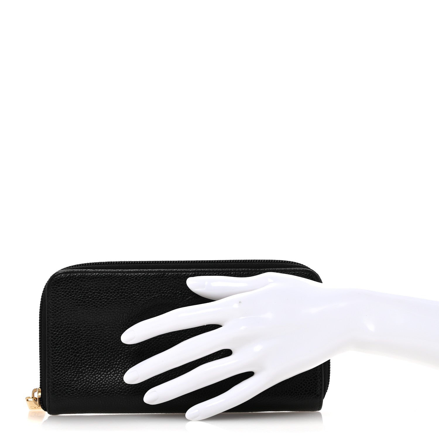 Caviar Large Timeless CC Zip Around Wallet Black