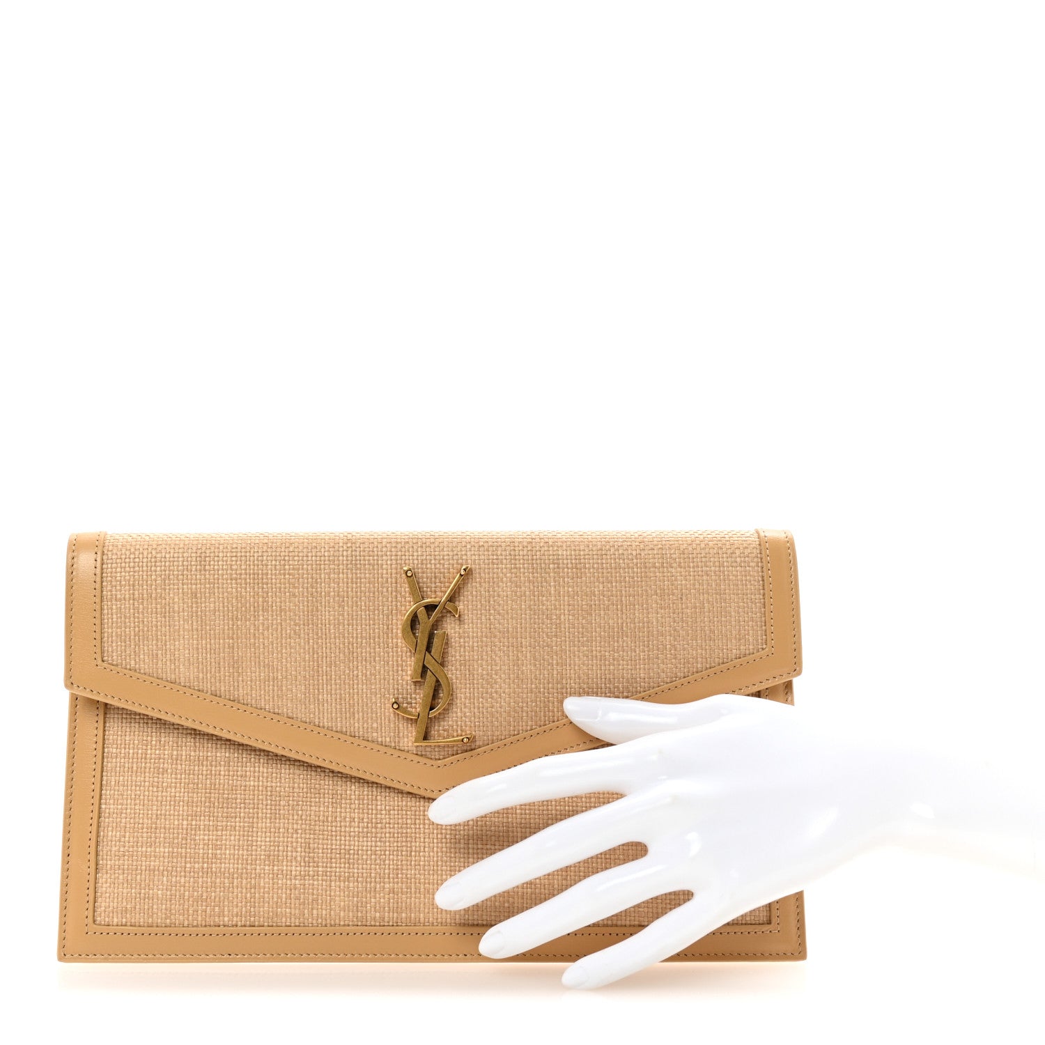 Micro Raffia Uptown Pouch Natural Hay Blush