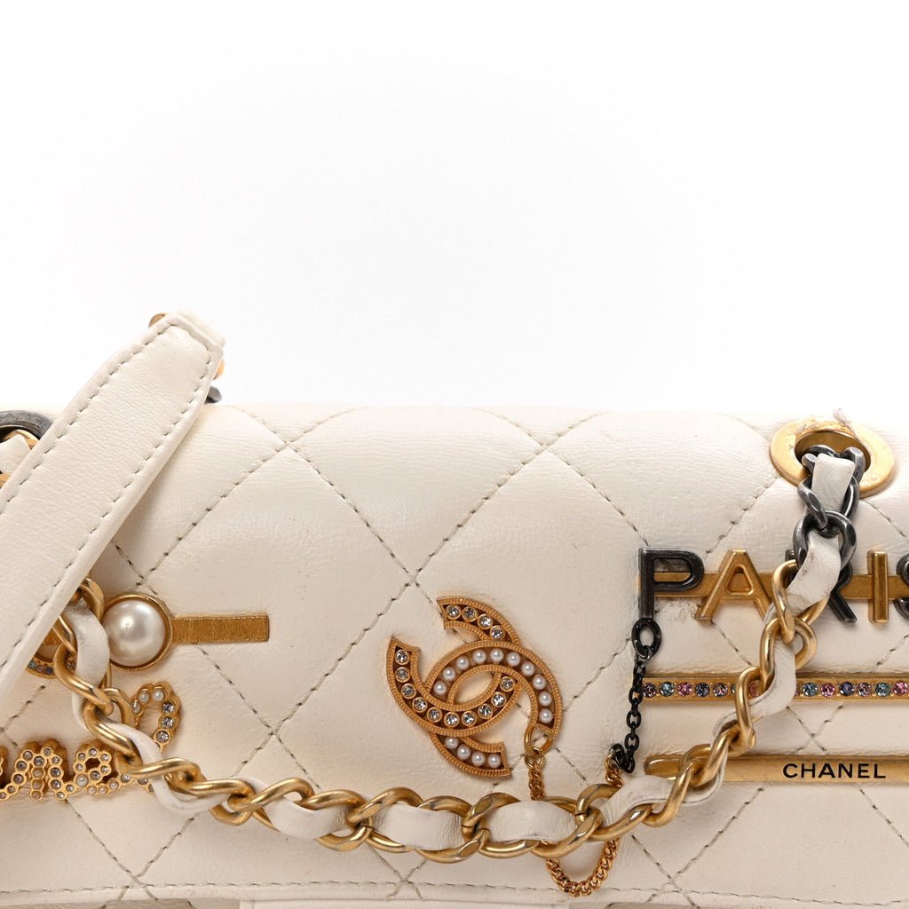 Lambskin Quilted Mini Coco Clips Flap White