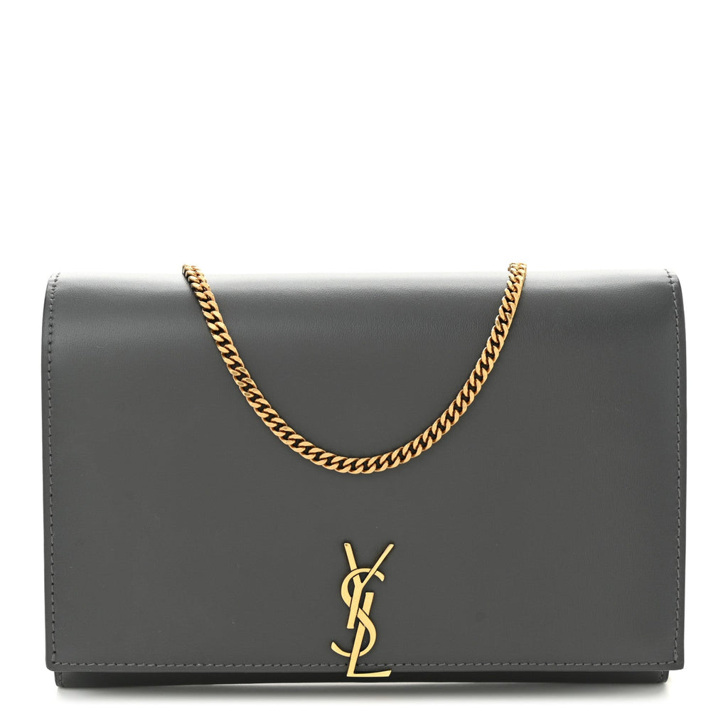 Glossy Calfskin Monogram Chain Wallet Storm