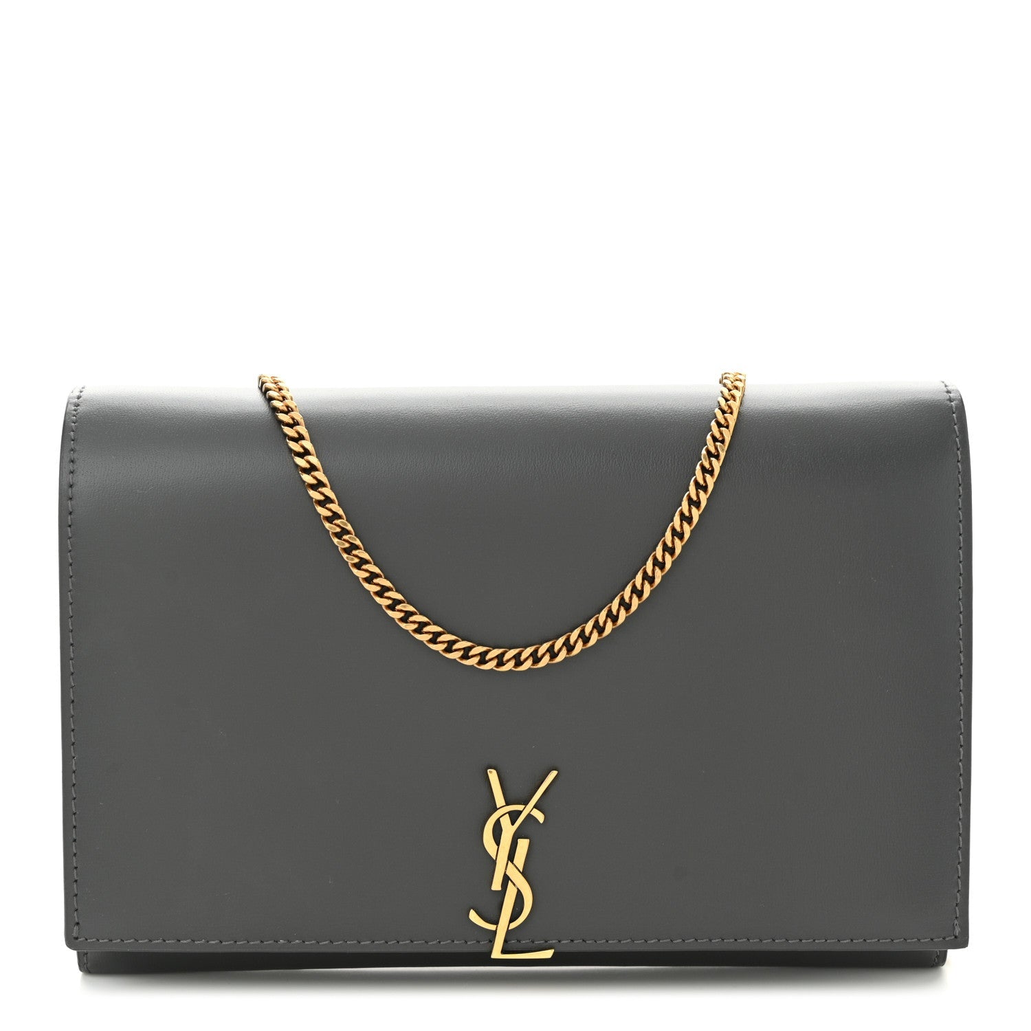 Glossy Calfskin Monogram Chain Wallet Storm