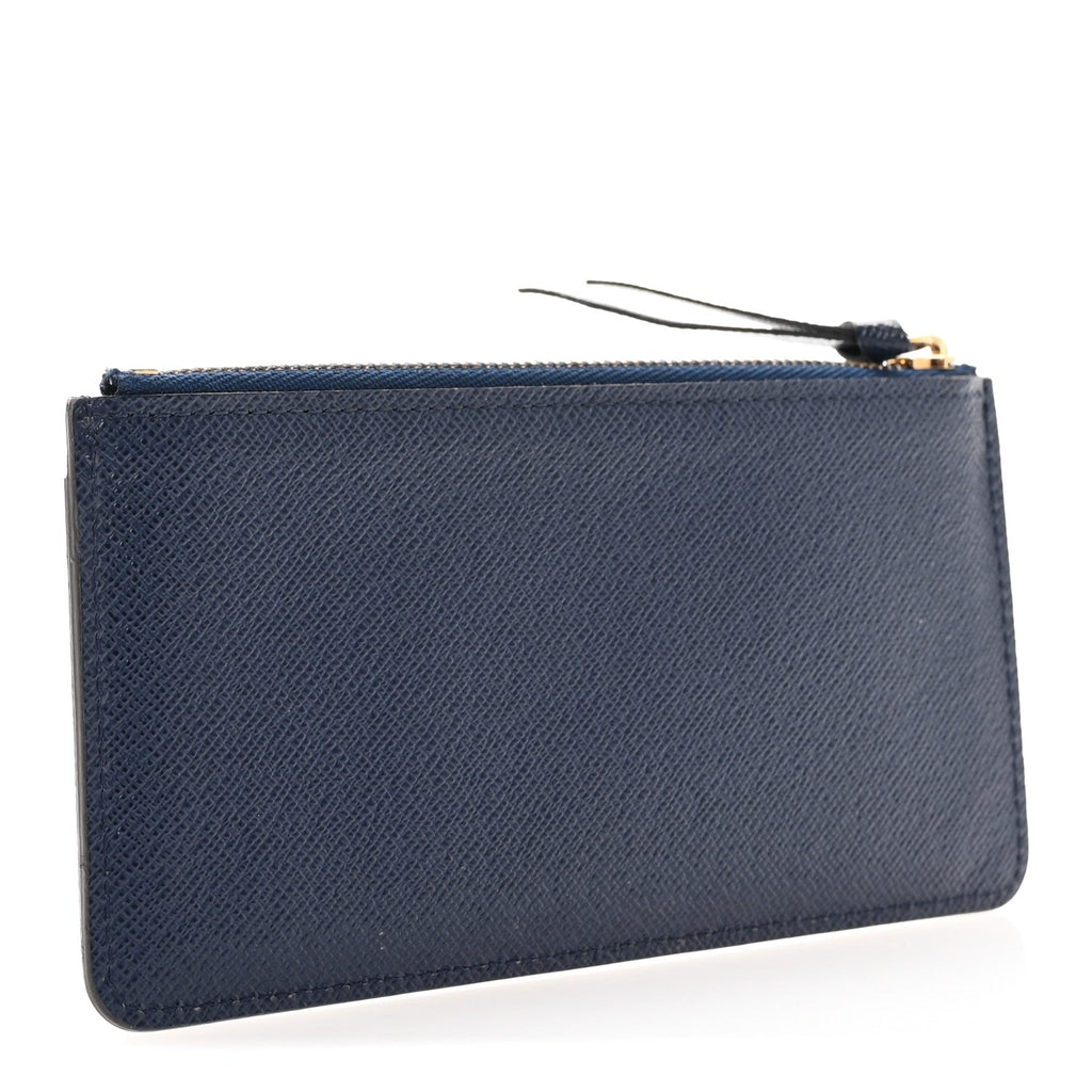 Calfskin Jeanne Wallet Zippered Insert Dark Blue