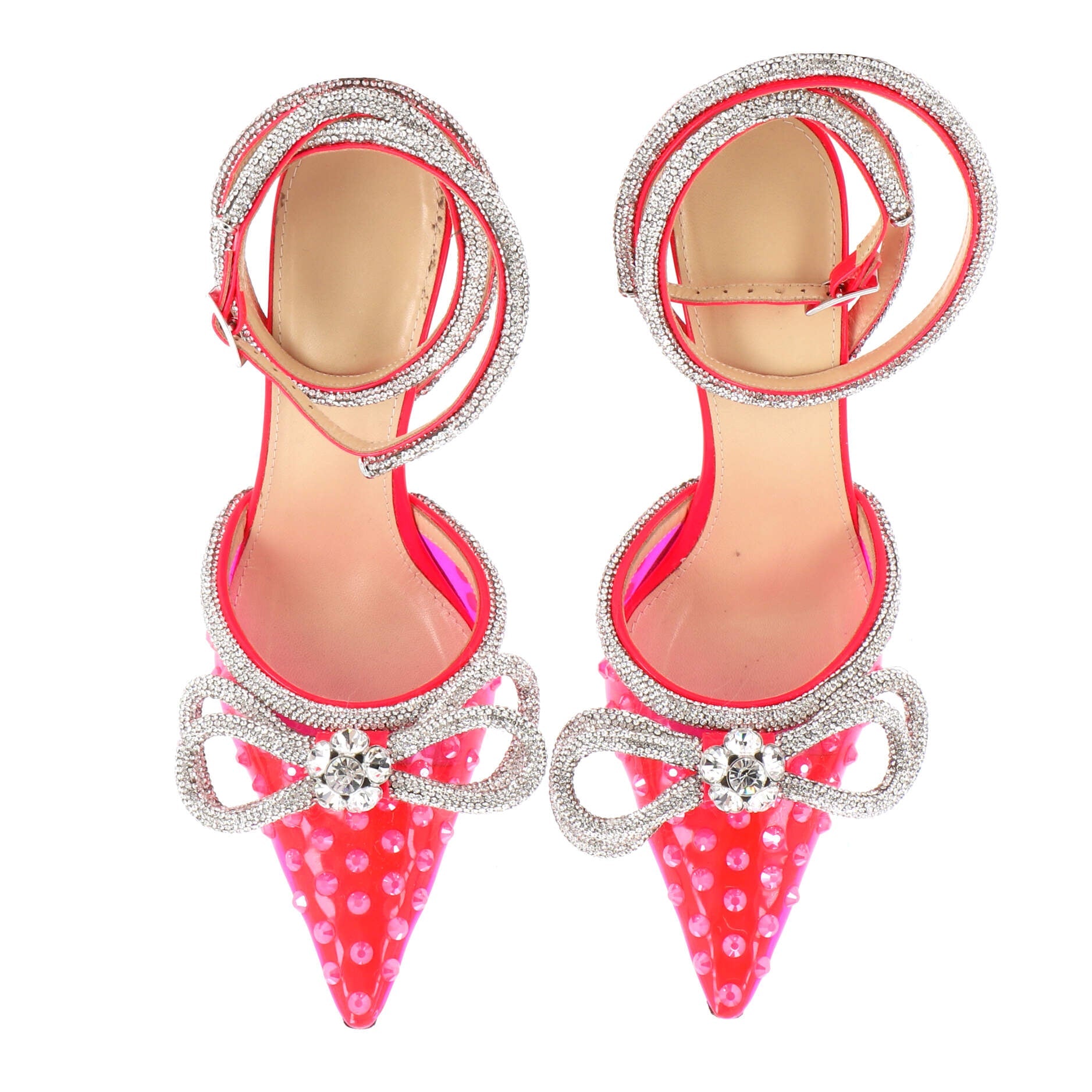 Women's Double Bow Ankle Strap Pumps PVC 100