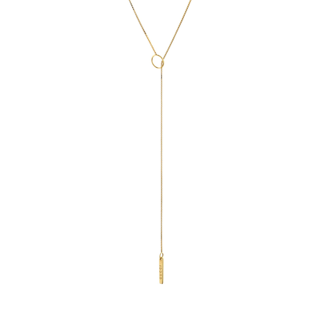 Logo Lariat Necklace 18K Yellow Gold