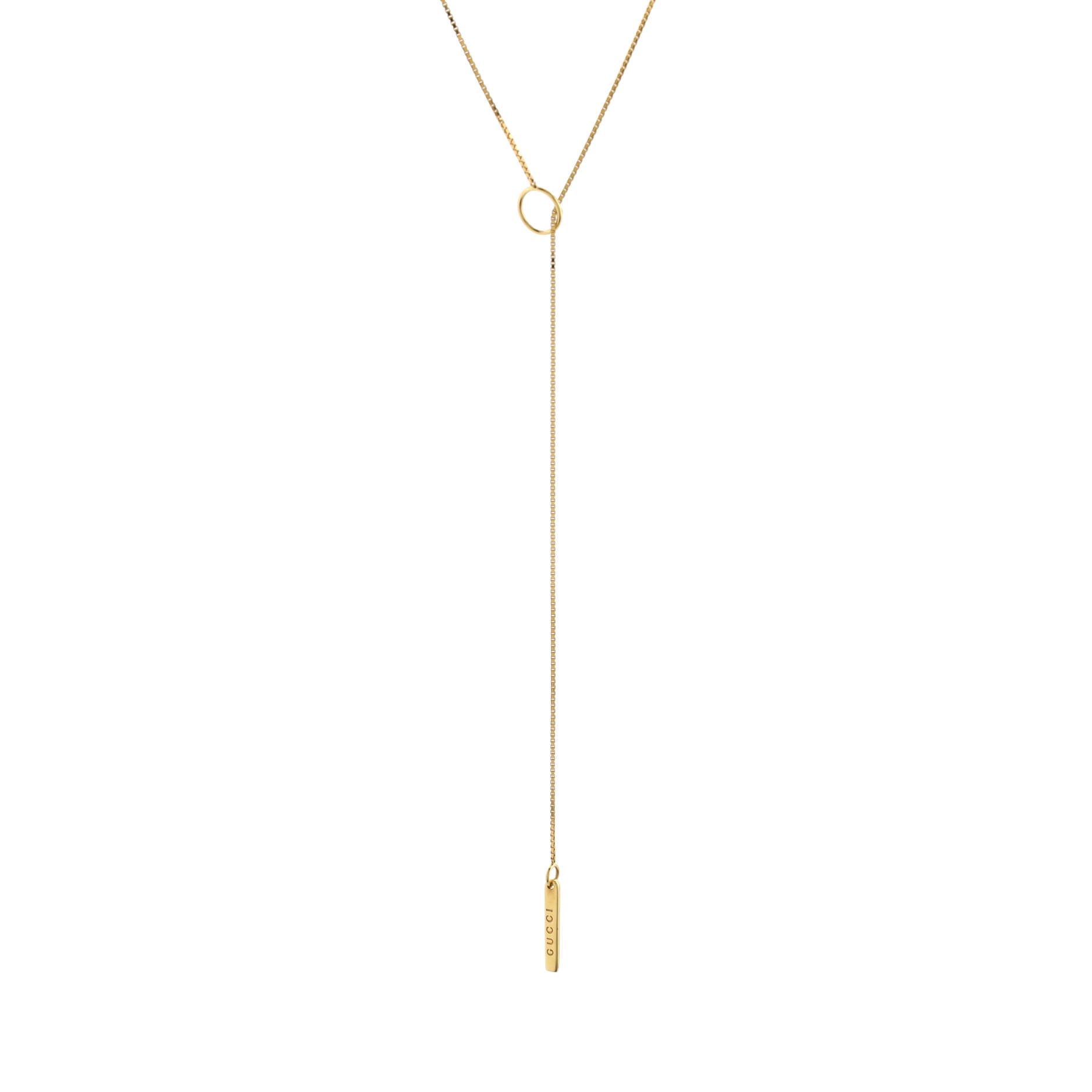 Logo Lariat Necklace 18K Yellow Gold