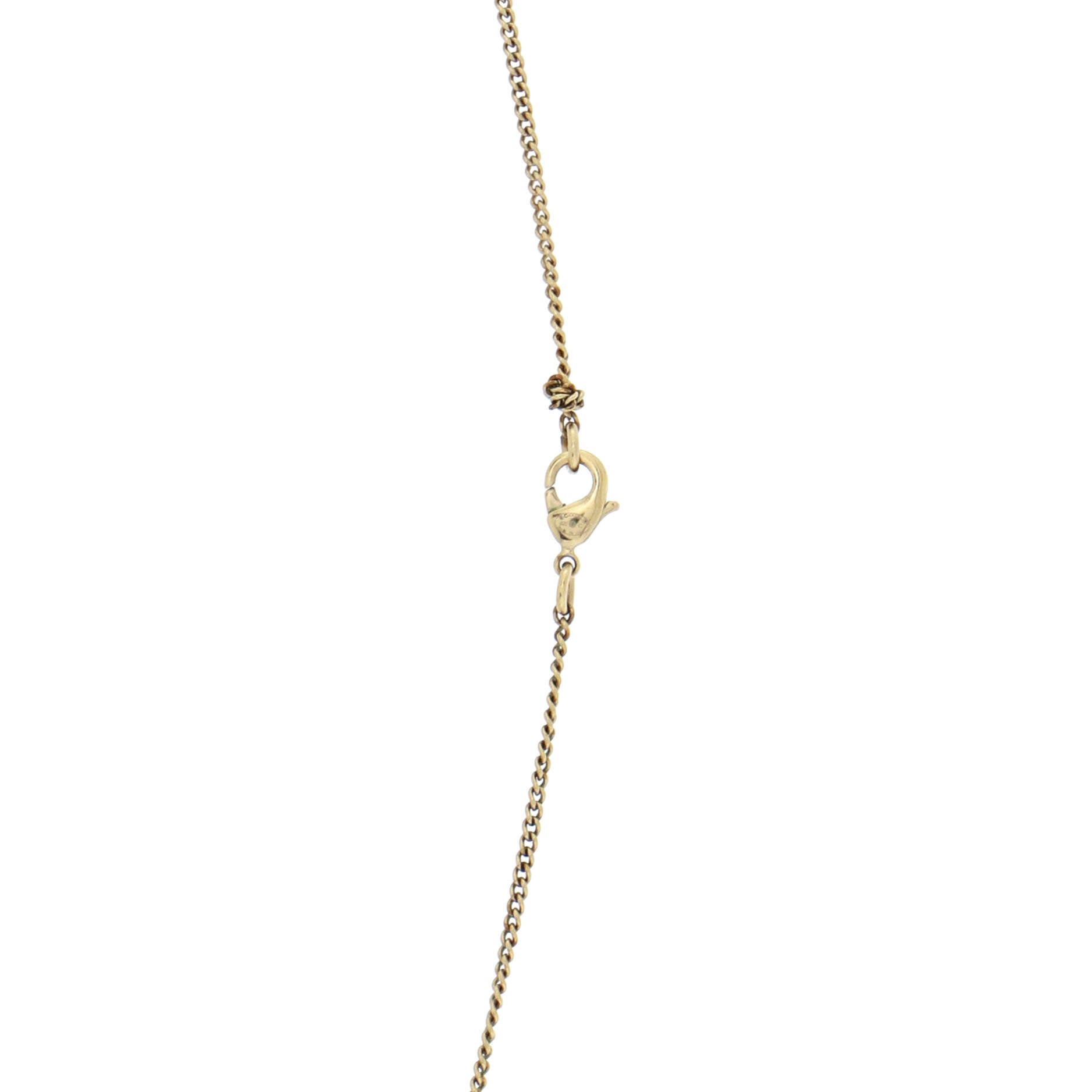 CC Pendant Chain Necklace Metal with Faux Pearl and Crystal