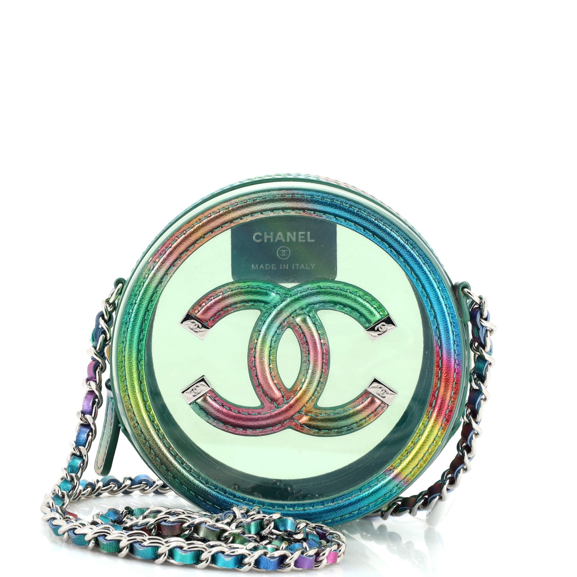Filigree Round Clutch with Chain PVC with Lambskin Mini