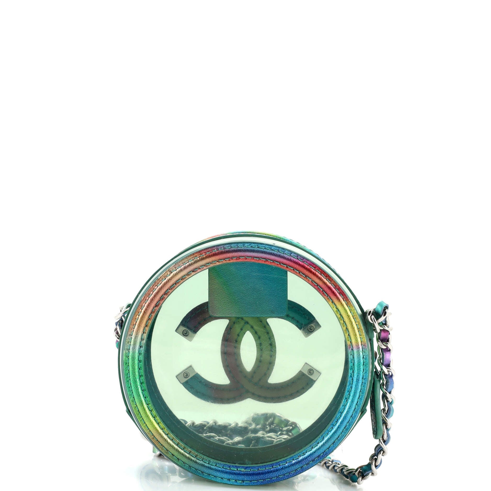 Filigree Round Clutch with Chain PVC with Lambskin Mini