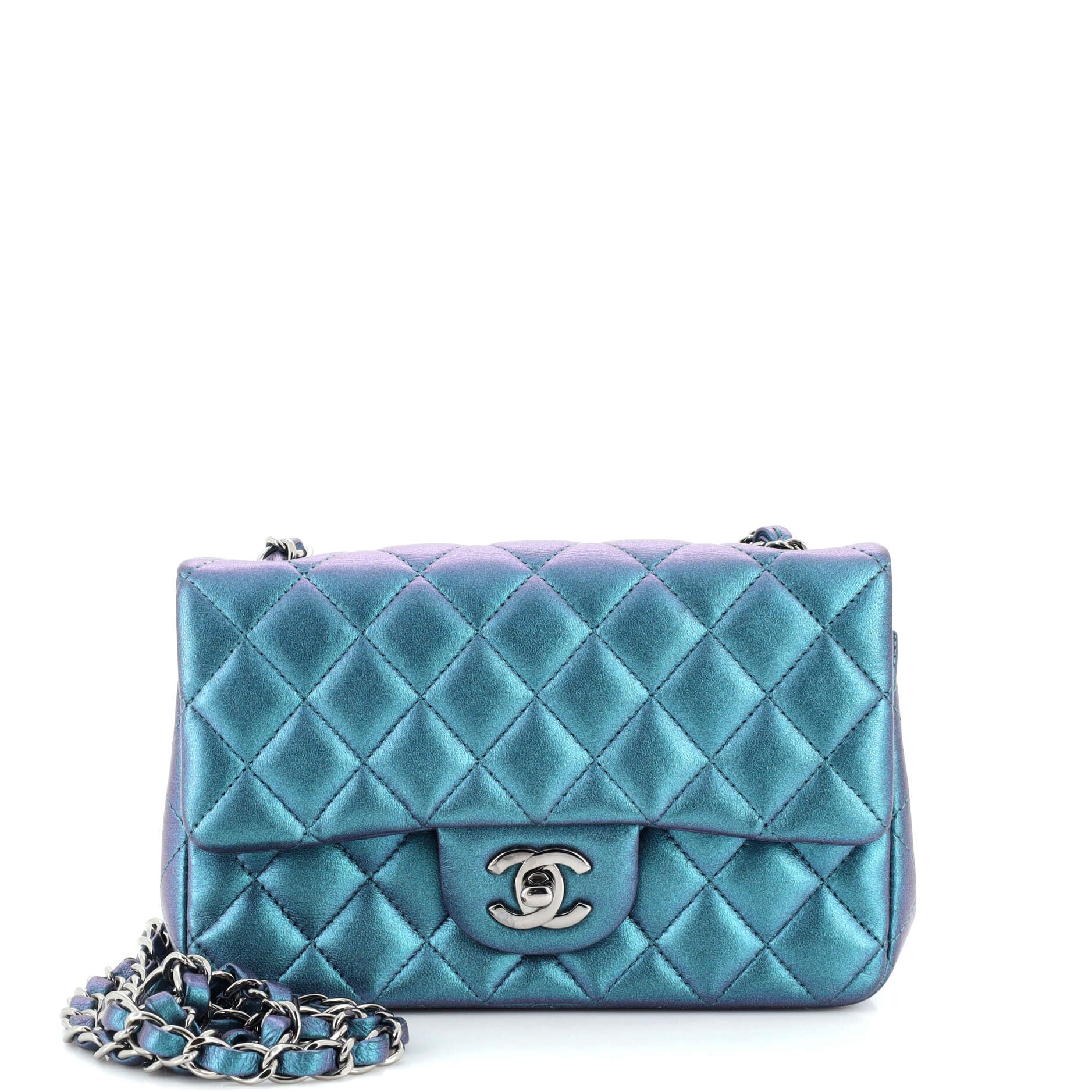Classic Single Flap Bag Quilted Iridescent Calfskin Mini