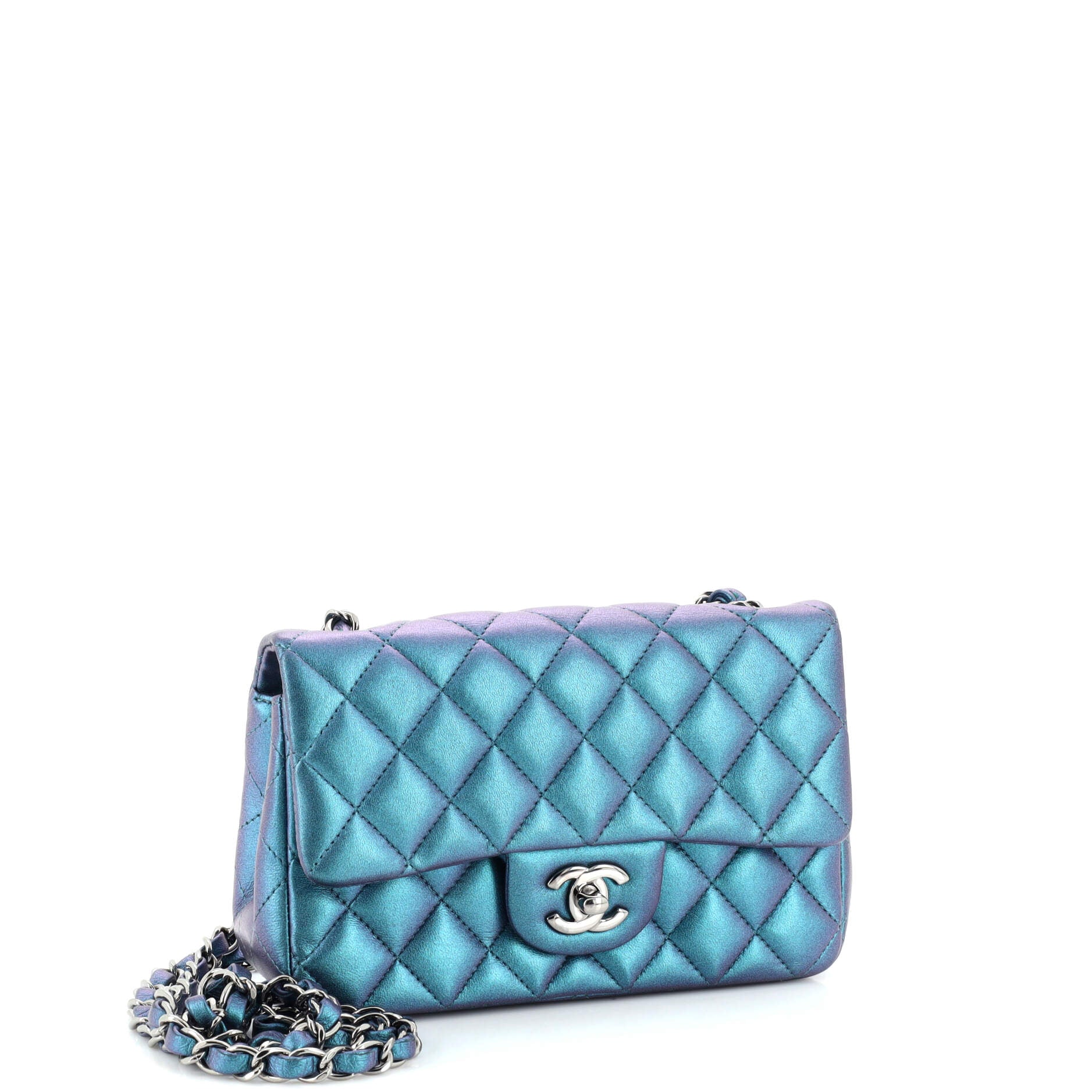 Classic Single Flap Bag Quilted Iridescent Calfskin Mini