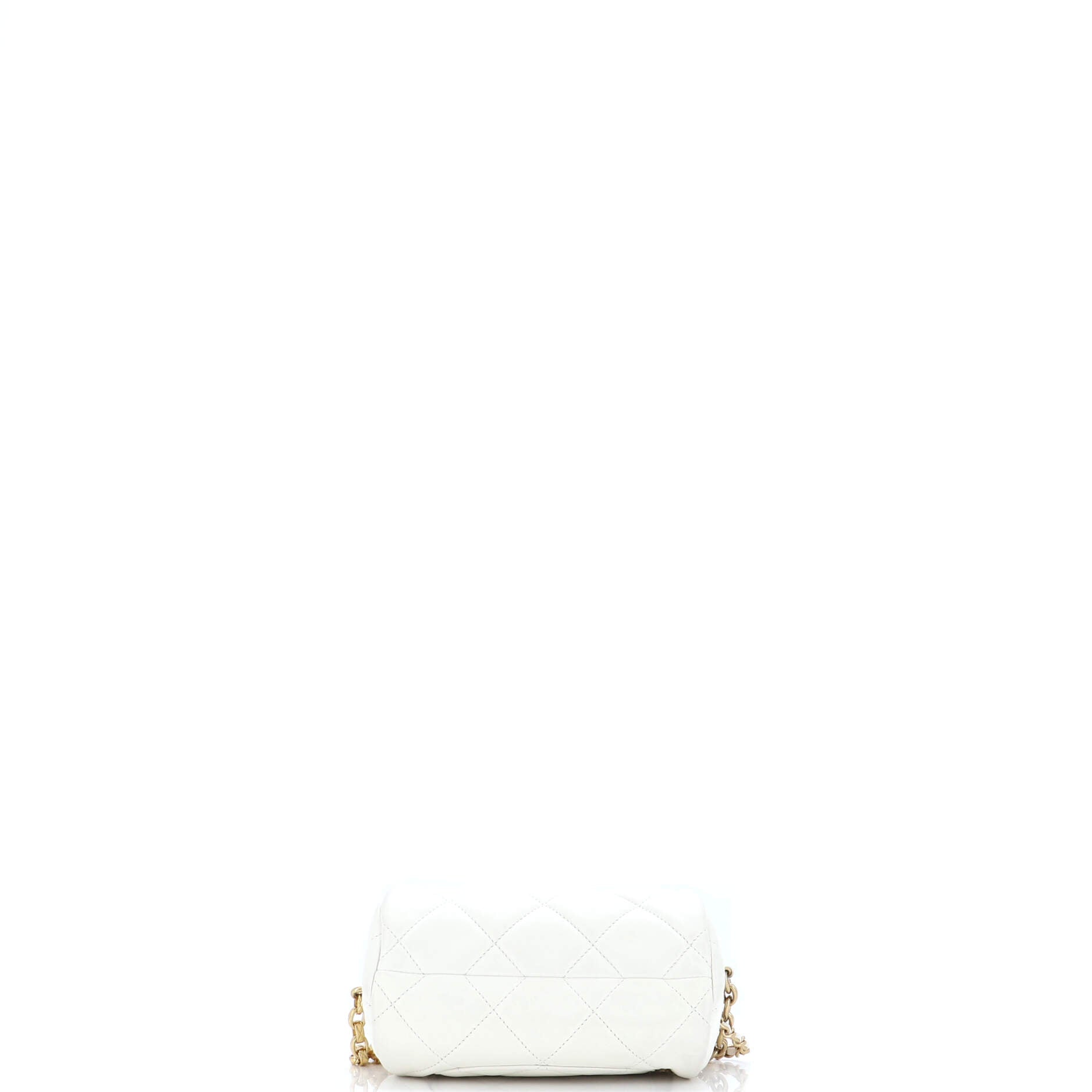 Pearl CC Medallion Chain Bowling Bag Quilted Lambskin Mini