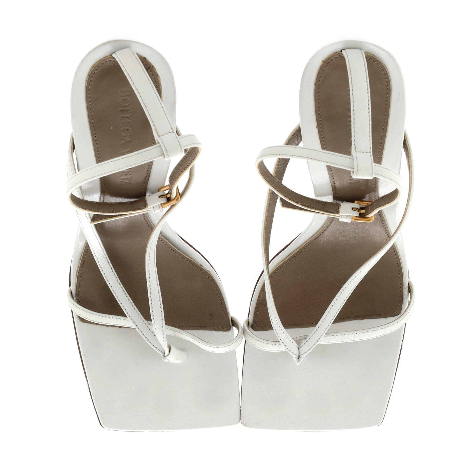 Women's Stretch Strap Heeled Sandals Leather