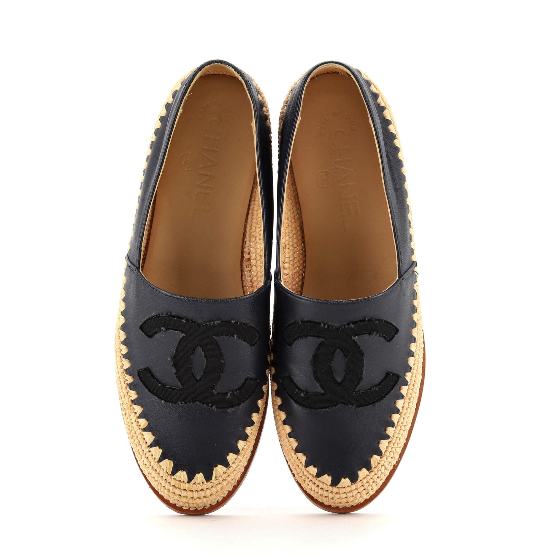 Women's CC Espadrilles Leather and Raffia