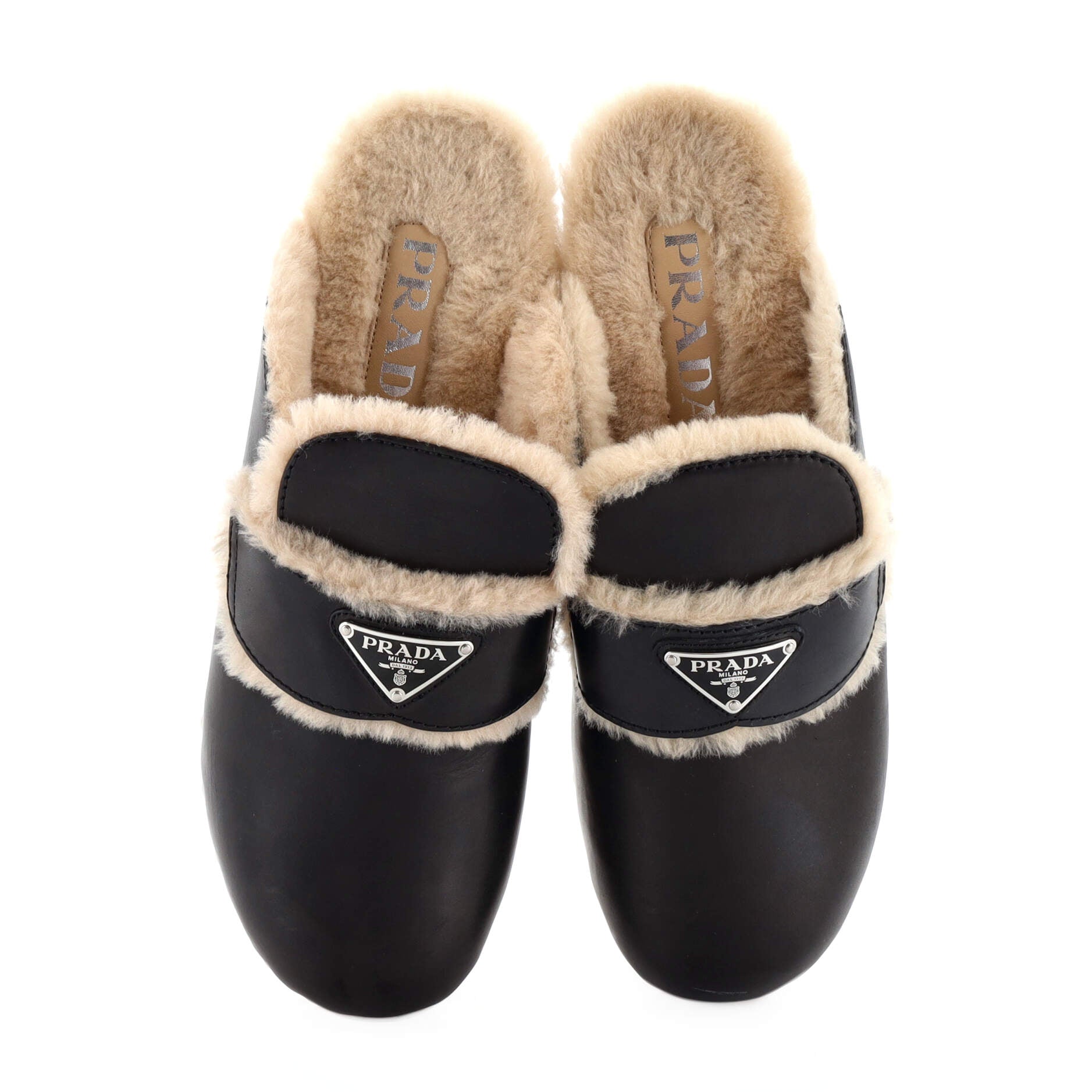 Women's Logo Mule Clogs Leather and Shearling