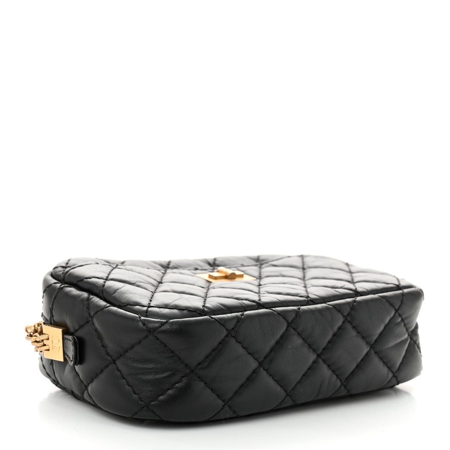 Aged Calfskin Quilted Mini Reissue Camera Case Black