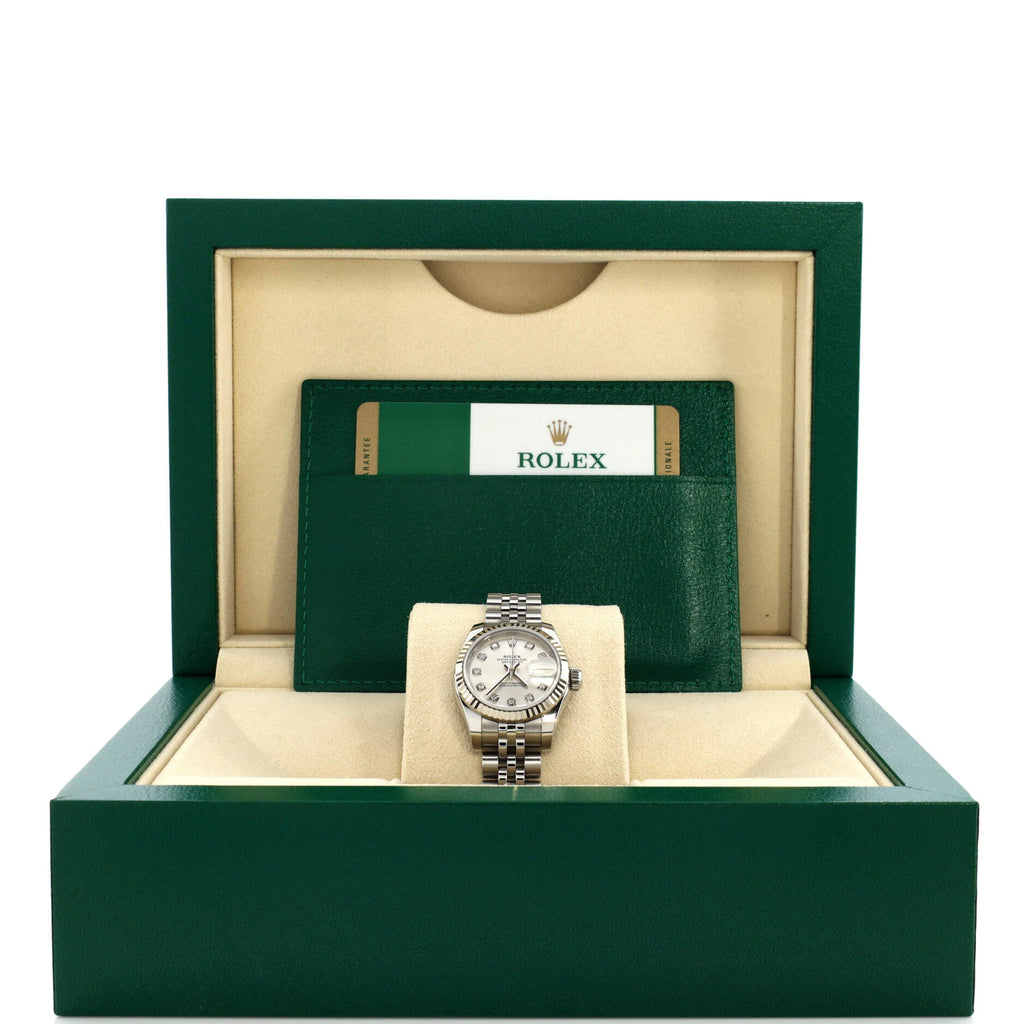 Oyster Perpetual Datejust Automatic Watch Stainless Steel and White Gold with Diamond Markers 26