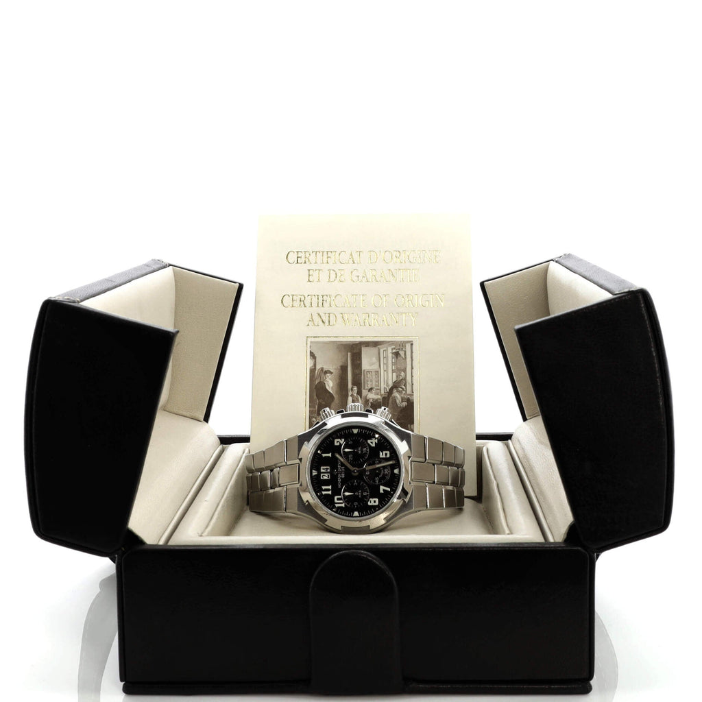 Overseas Chronograph Black Automatic Watch Stainless Steel 40